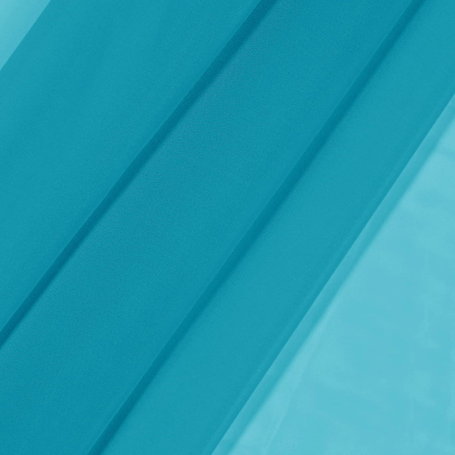 Pairs to Go Victoria Voile Modern Sheer Rod Pocket Window Curtains for Living Room (2 Panels), 59 in x 84 in, Turquoise