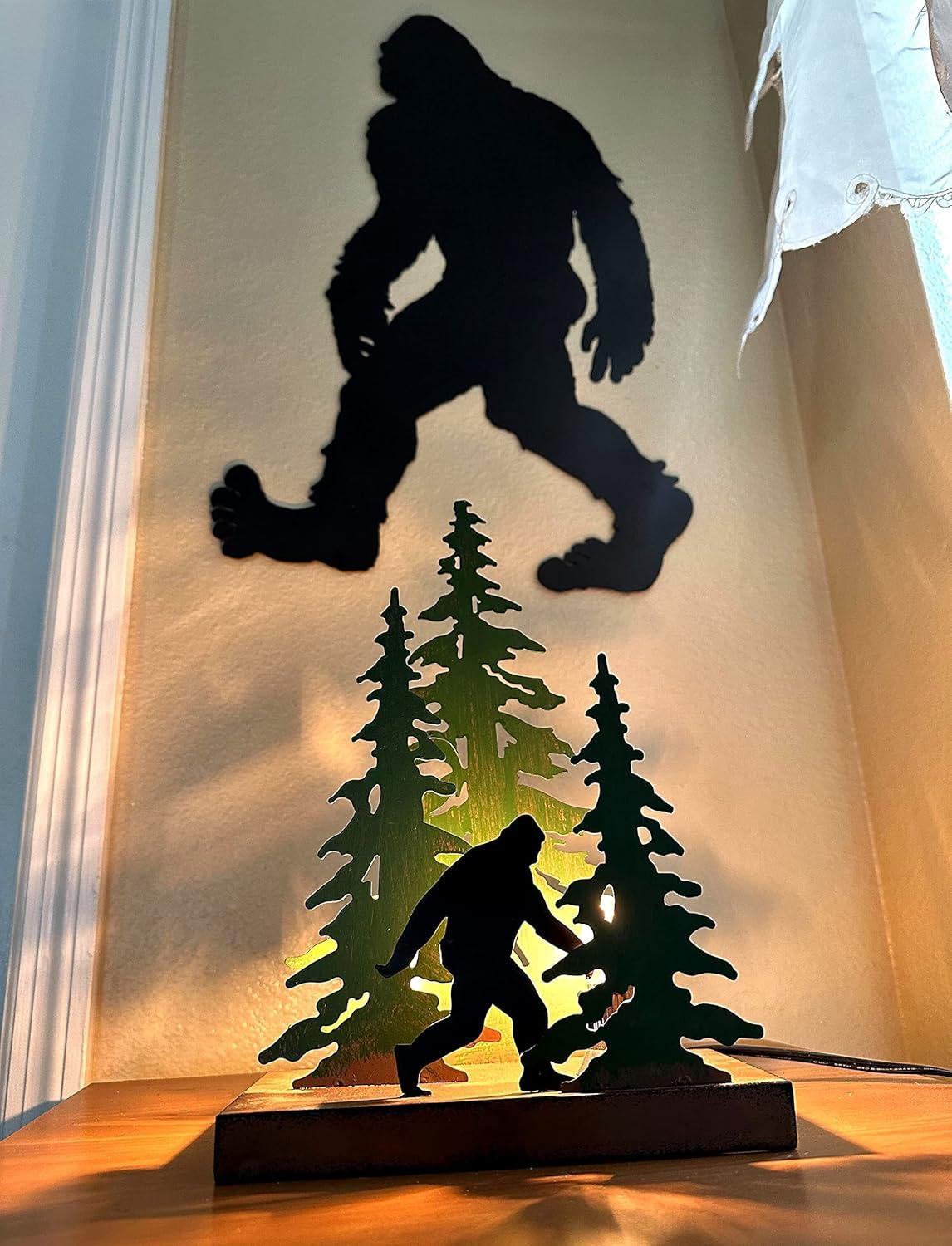 Millwood Pines Rustic Metal Rude Bigfoot In Forest Accent Lamp Decorative Sasquatch Home Decor