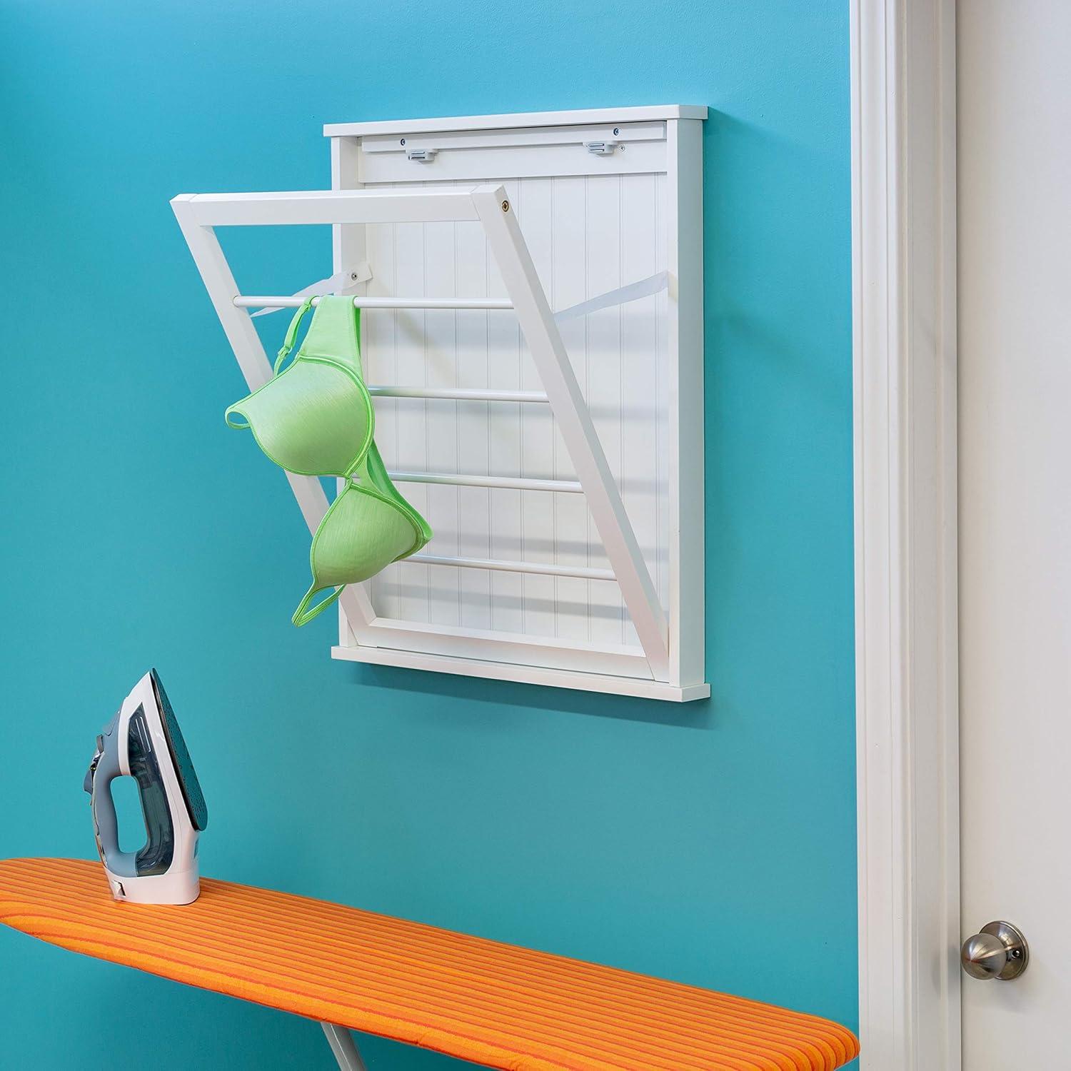 White MDF Wall-Mount Folding Drying Rack