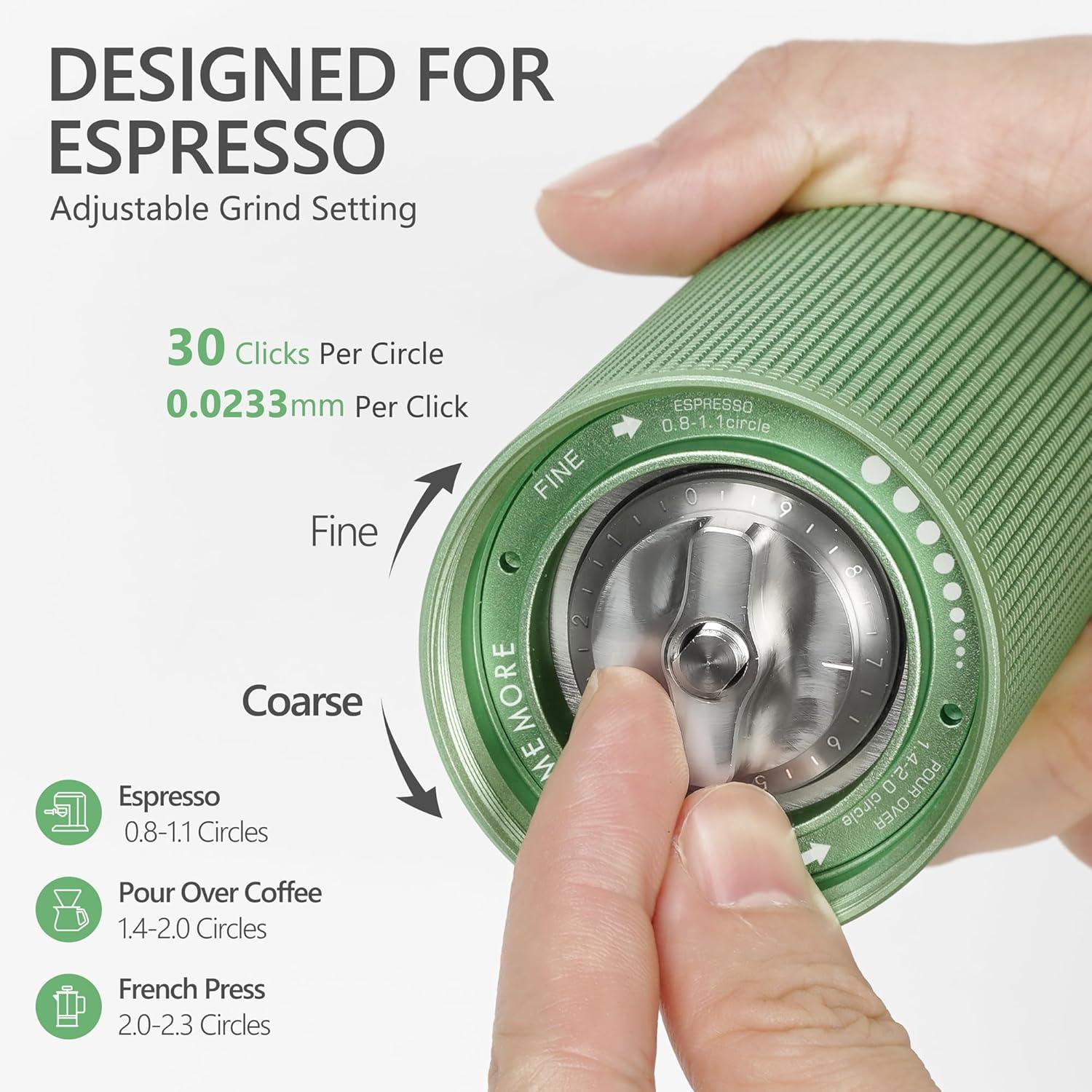 APPENIN WINTER PARK CORP Chestnut C3 ESP Manual Coffee Grinder, Hand Coffee Grinder With Internal Adjustable Grind Setting, Stainless Steel S2C Conical Burr Coffee Grinder, For Espresso To French Press - Green