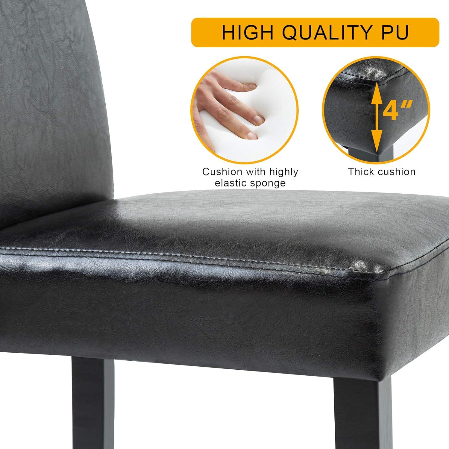 Tangkula Dining Chair Set of 4 w/ Acacia Wood Frame & Rubber Wood Legs Padded Backrest Black