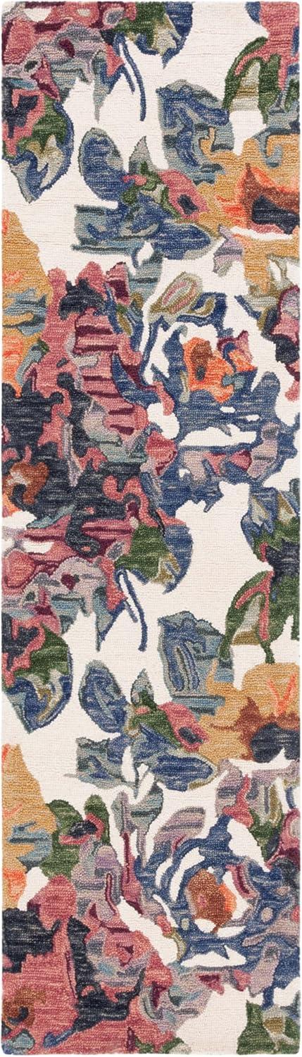 SAFAVIEH Blossom Ewart Floral Runner Rug, Ivory/Blue, 2'3" x 8'