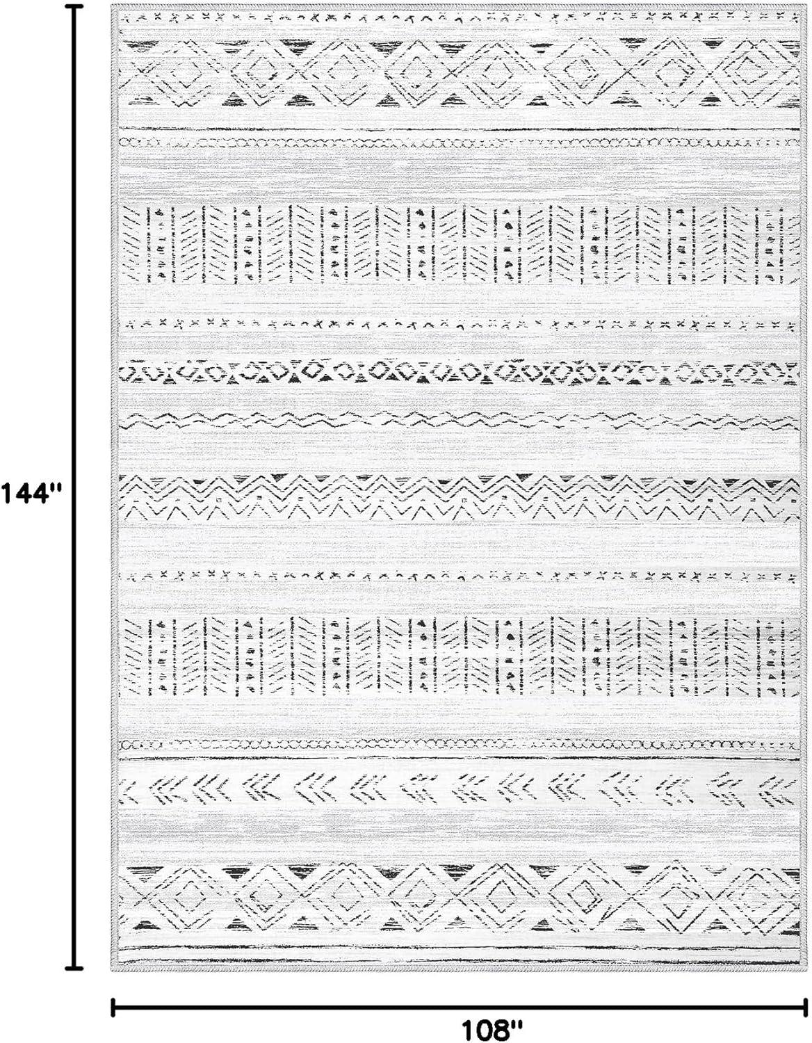 Large Living Room Area Rug 9x12: Soft Machine Washable Boho Moroccan Farmhouse Rugs for Bedroom Under Dining Table - Non-Slip Neutral Morden Indoor Floor Rug Carpet for Home Office Decor - Grey
