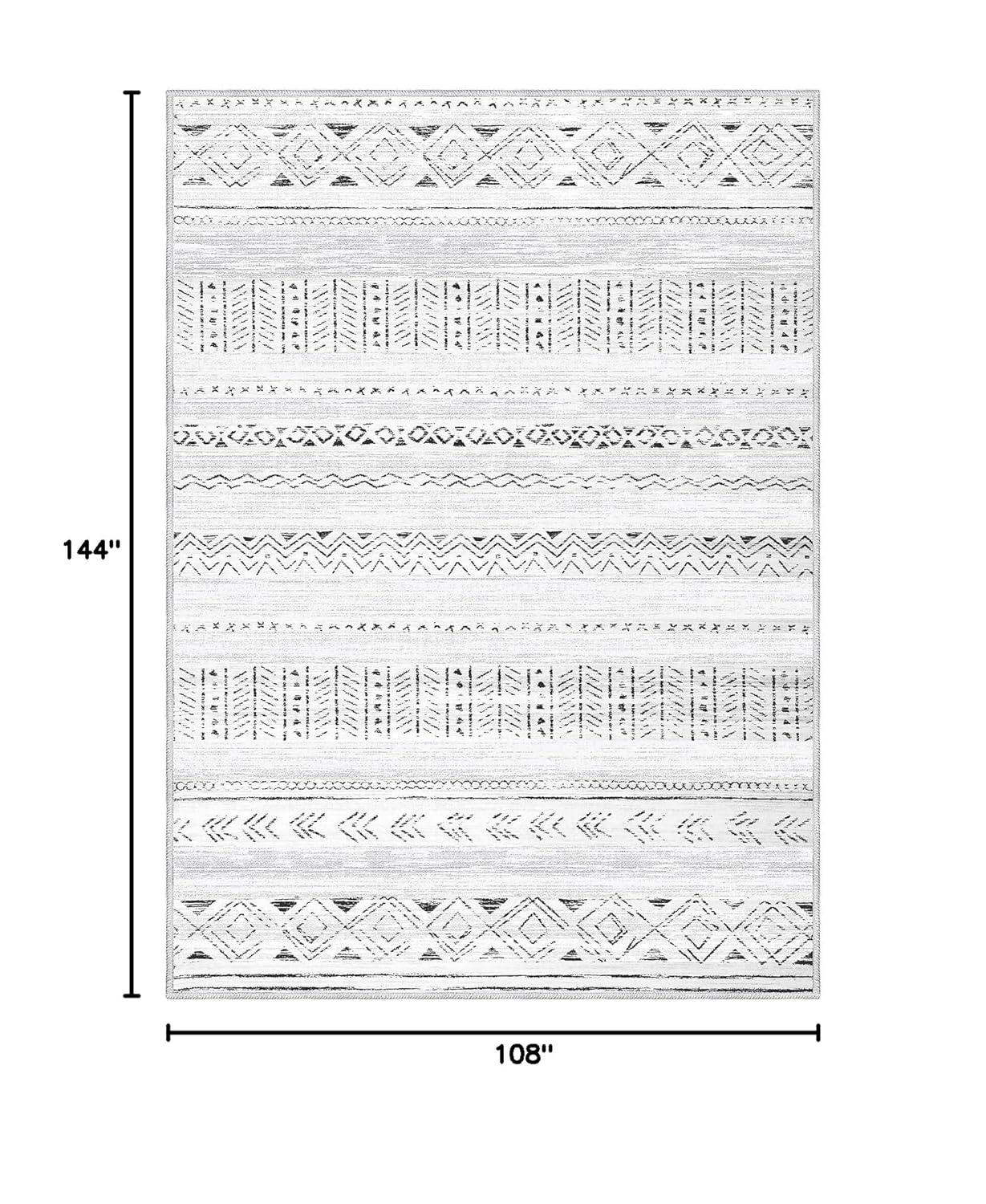 Large Living Room Area Rug 9x12: Soft Machine Washable Boho Moroccan Farmhouse Rugs for Bedroom Under Dining Table - Non-Slip Neutral Morden Indoor Floor Rug Carpet for Home Office Decor - Grey