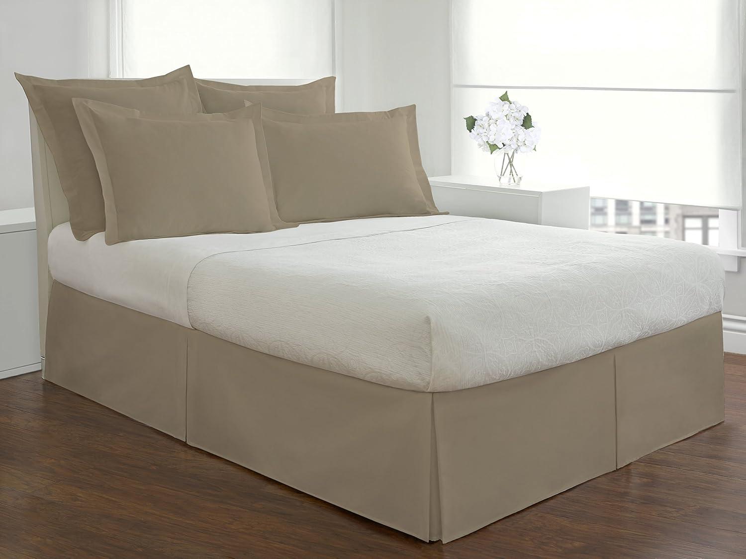 Mocha Full Size Polyester Bed Skirt with 14" Drop