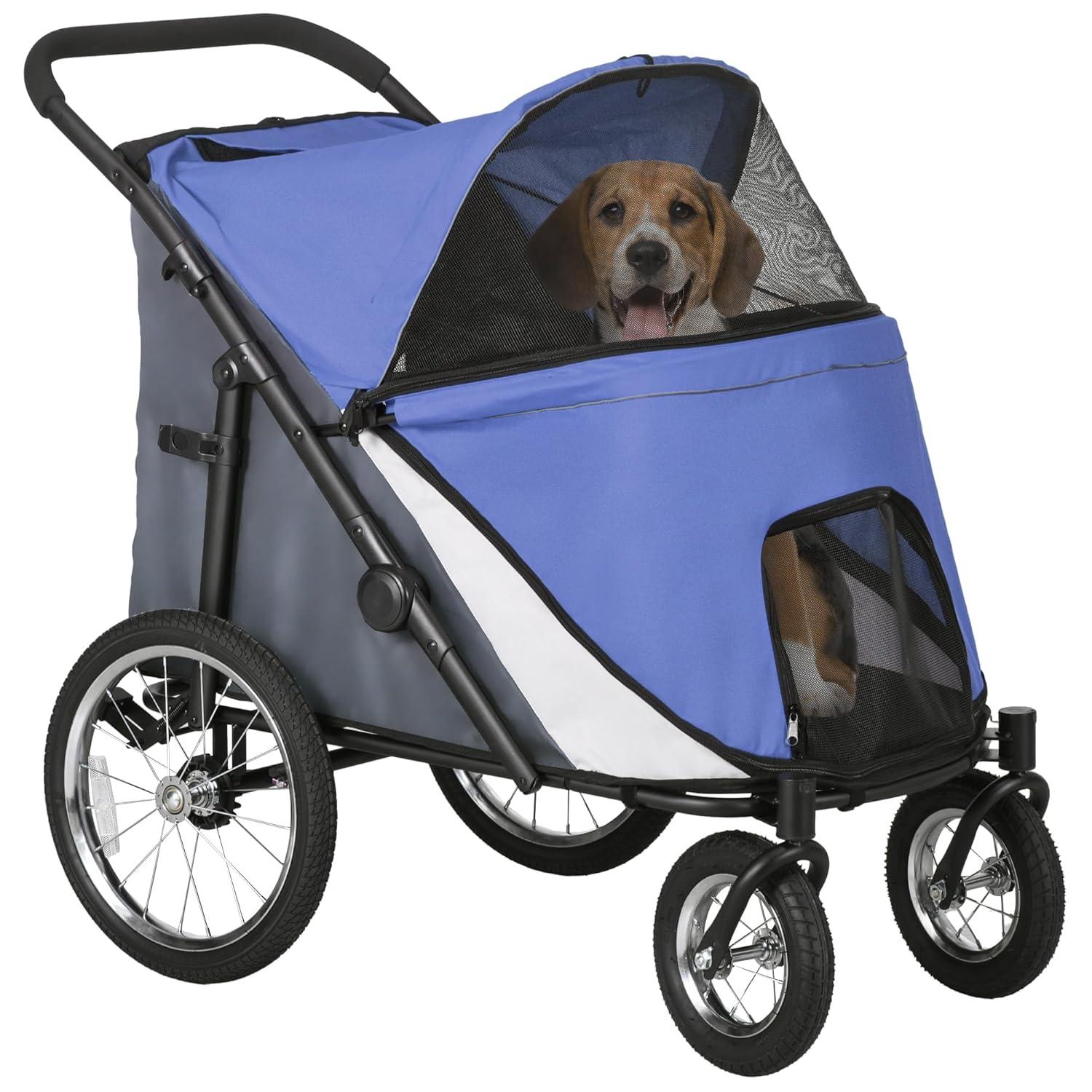 Pet Stroller for Medium and Large Dogs and Cats,Easy Fold Dog Stroller with Storage Bags,for Outdoor