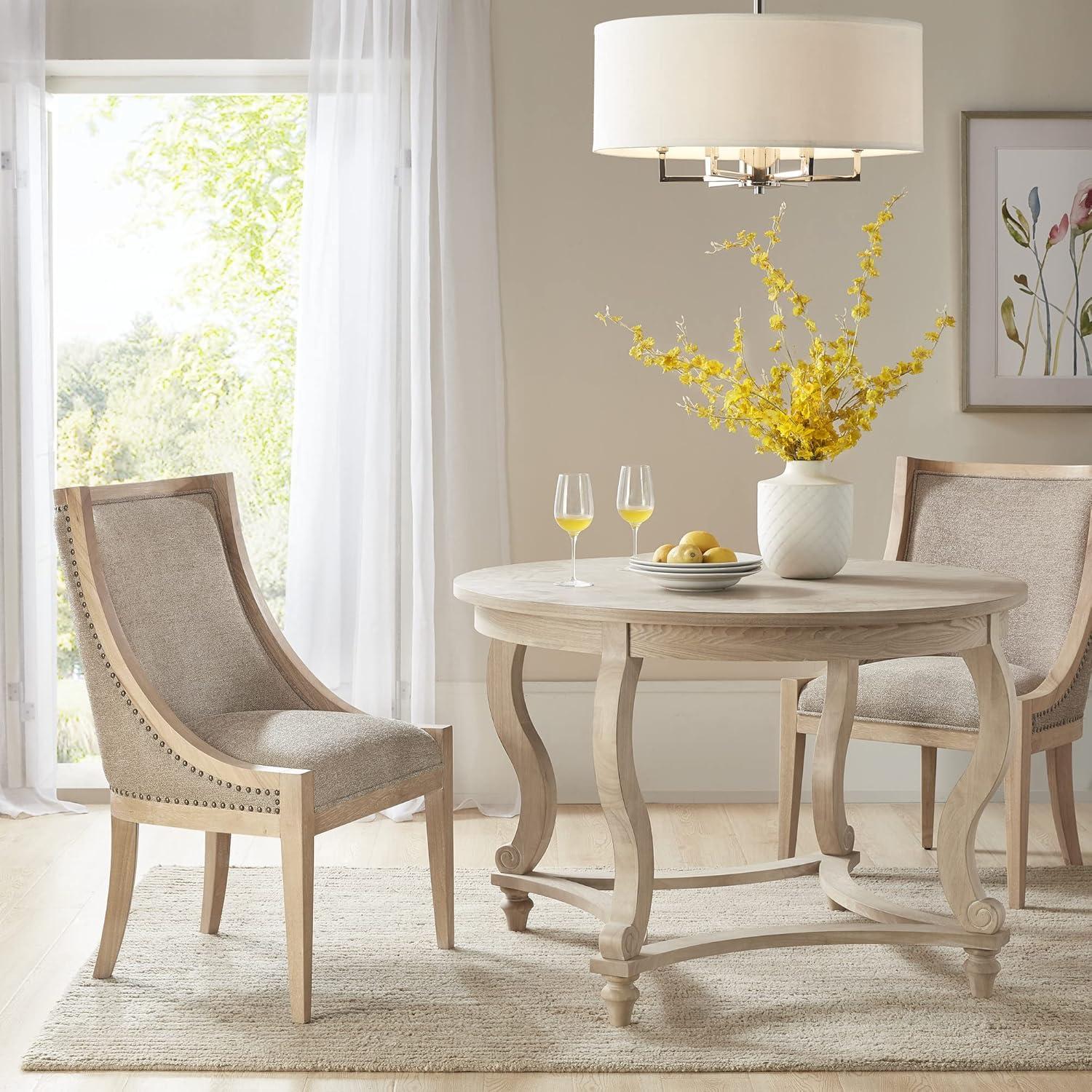 Martha Stewart Martha Stewart Elmcrest Wood Upholstered  Dining Chair with Nailhead Trim