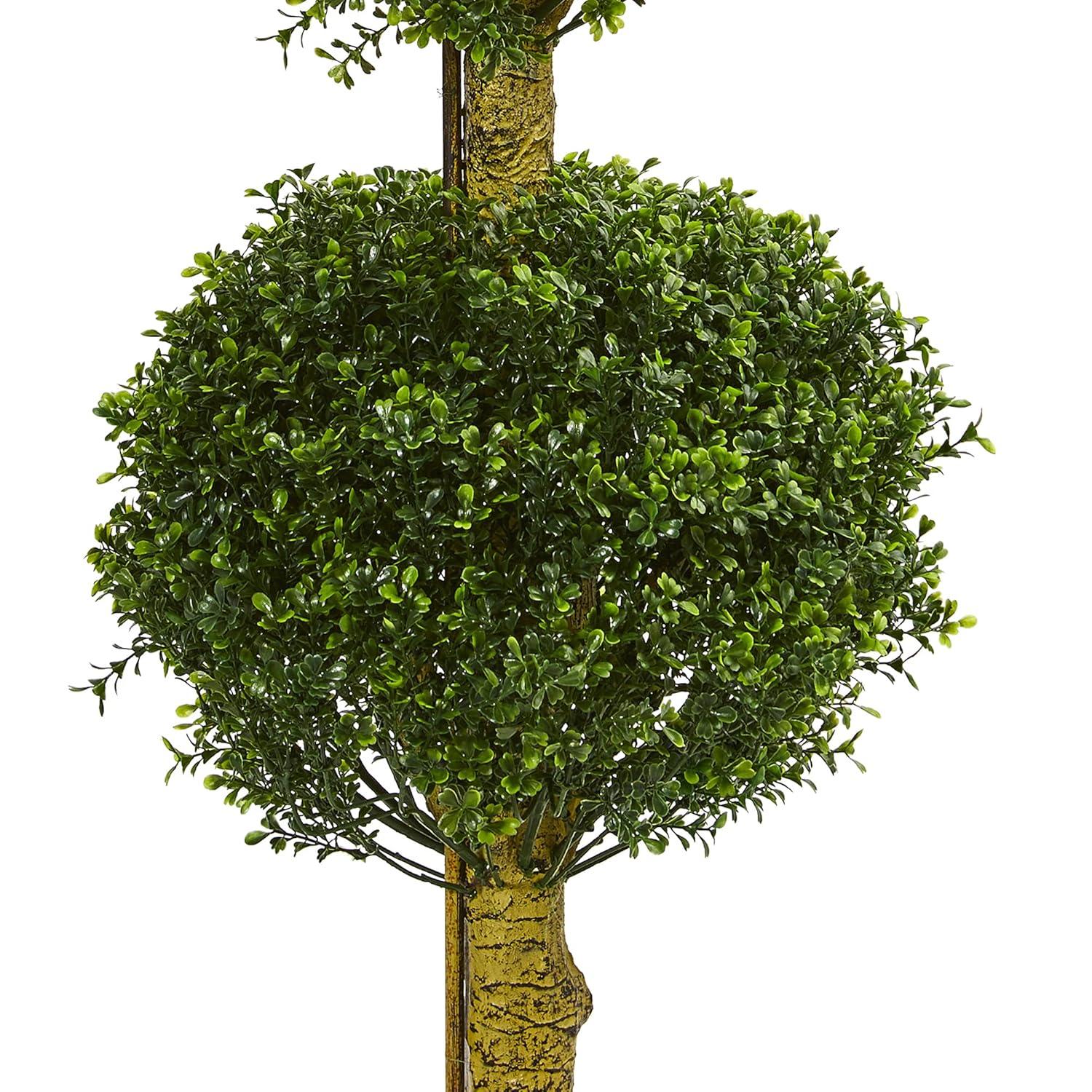 Nearly Natural 6ft. Four Tier UV Resistant Boxwood Artificial Topiary Tree, Green