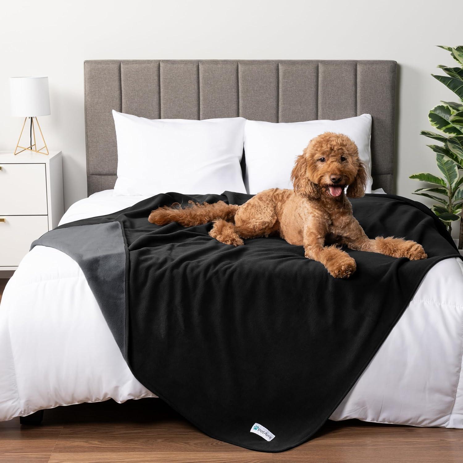 X-Large Black Waterproof Fleece Pet Blanket