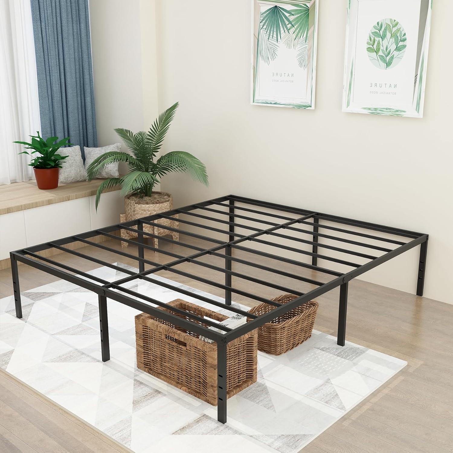 Bed Frame, 14 Inch Heavy Duty Metal Platform Bed Frame With Steel Slat Support