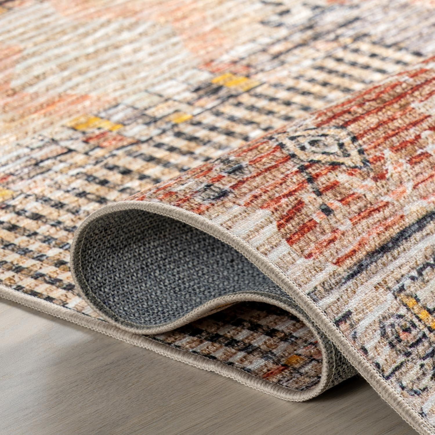 Nuloom Kallie Abstract Machine Washable Indoor Area Rug, 4' x 6', Multicolor