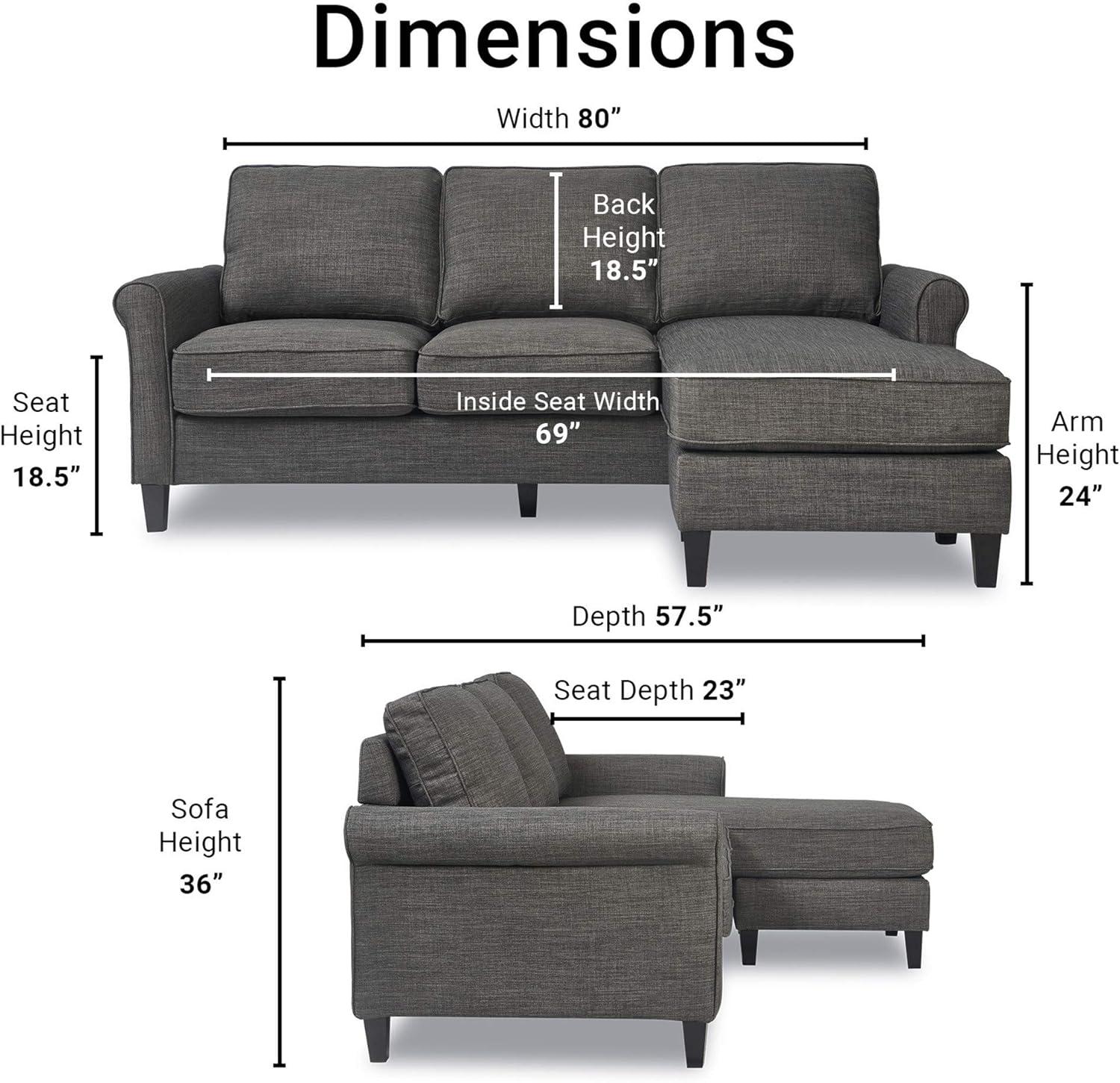 Serta Harmon Upholstered Reversible Sectional Sofa and Chaise