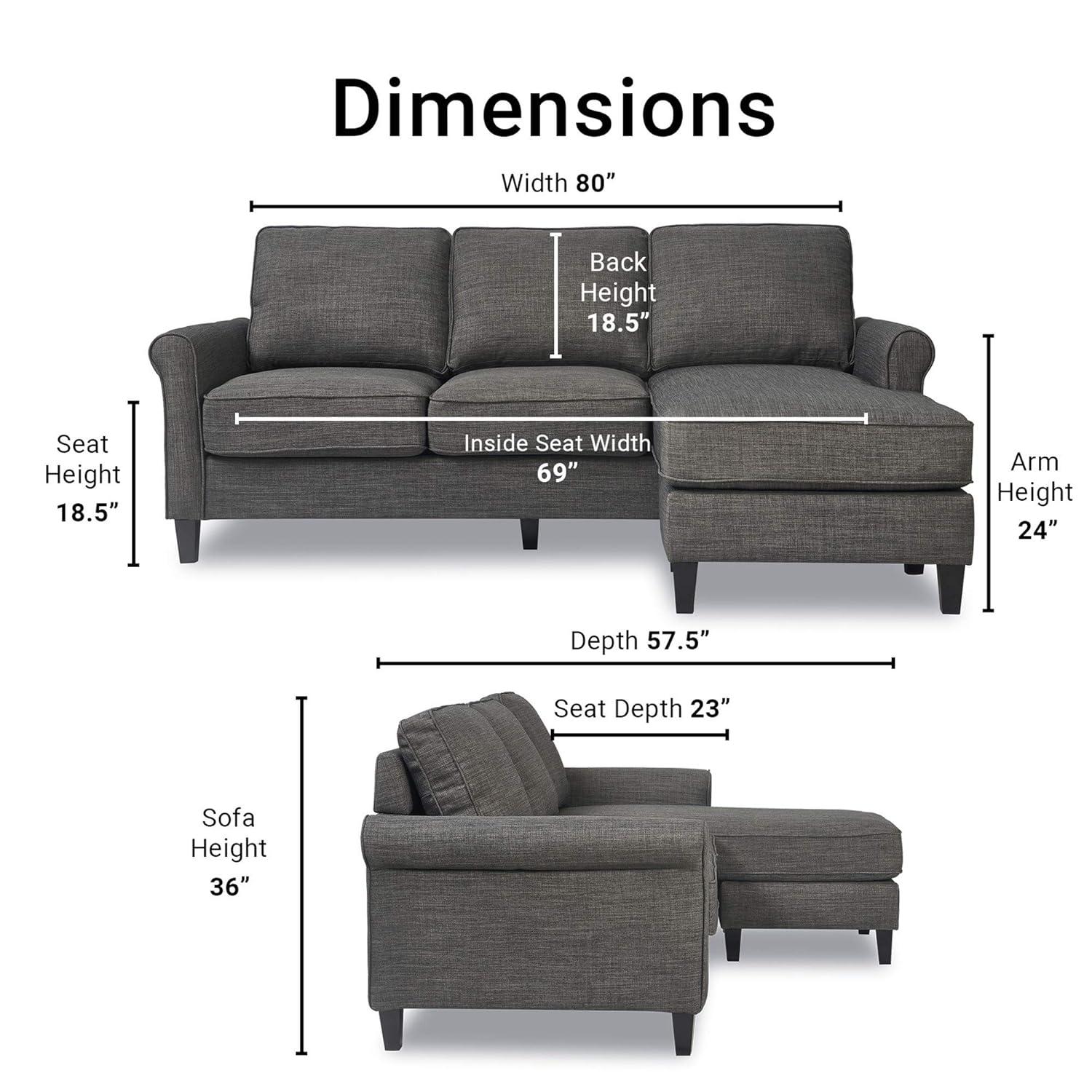 Serta Harmon Upholstered Reversible Sectional Sofa and Chaise