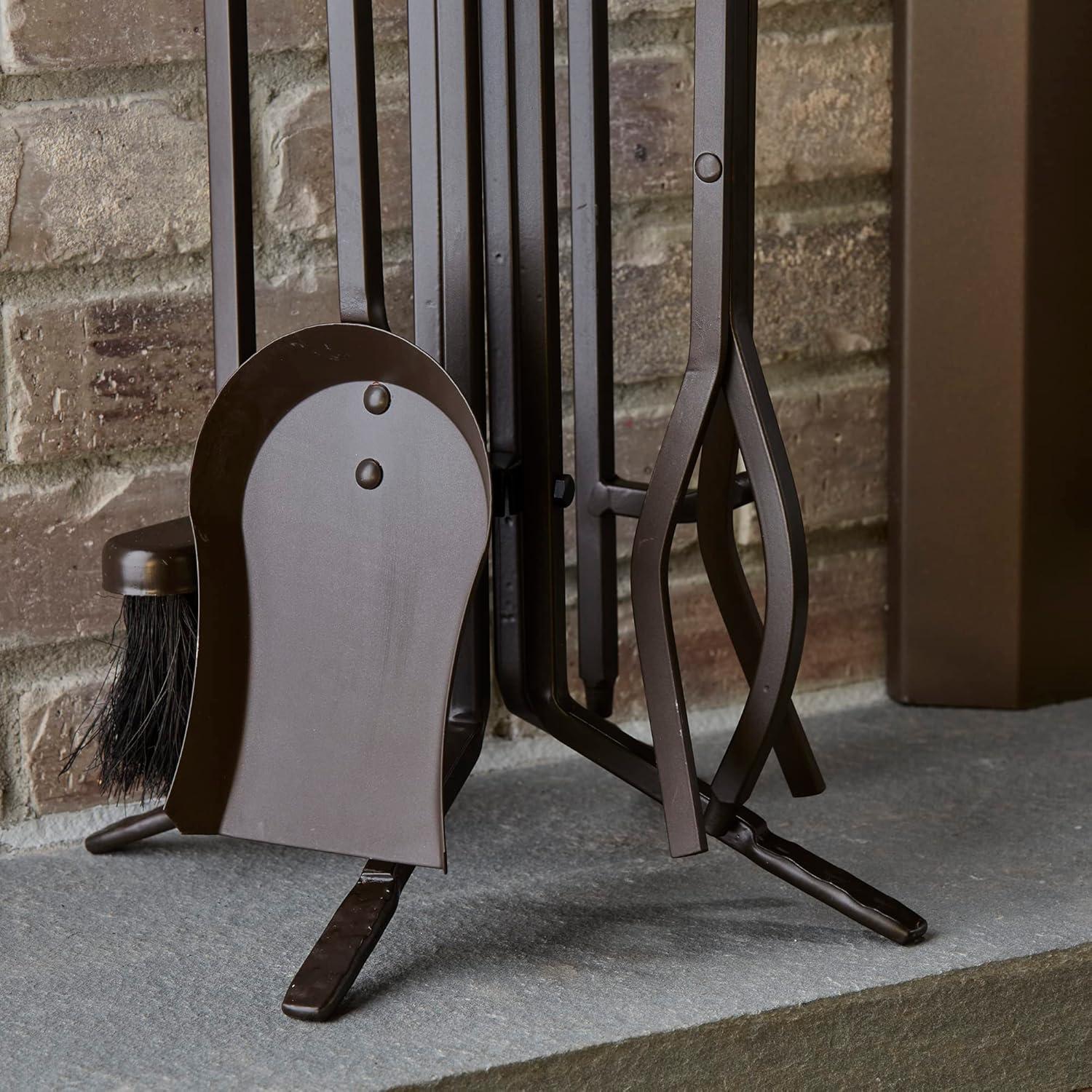 Bronze 27" Iron Fireplace Tool Set with Crook Handles