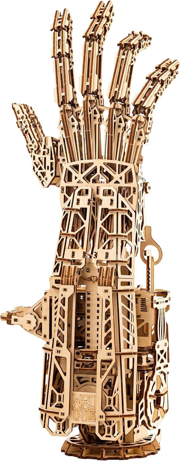 Wood Trick Cyber Robotic Hand 3D Wooden Puzzles for Adults and Kids to Build - Wooden Models Engineering DIY Project Mechanical 3D Puzzles Model Kits for Adults