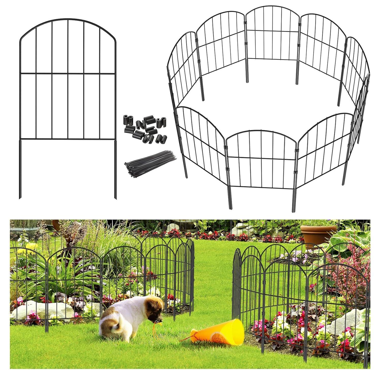 EasyPAG Decorative Garden Fence 10 Pack Total 10ft (L) x 24in (H) Rustproof Metal Wire Fencing Border Animal Barrier