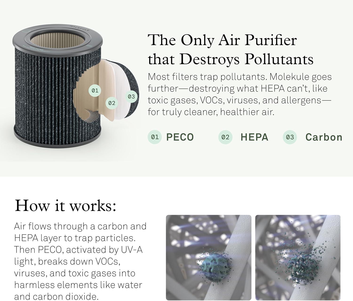 White Table-Top Air Purifier with PECO-HEPA Filter