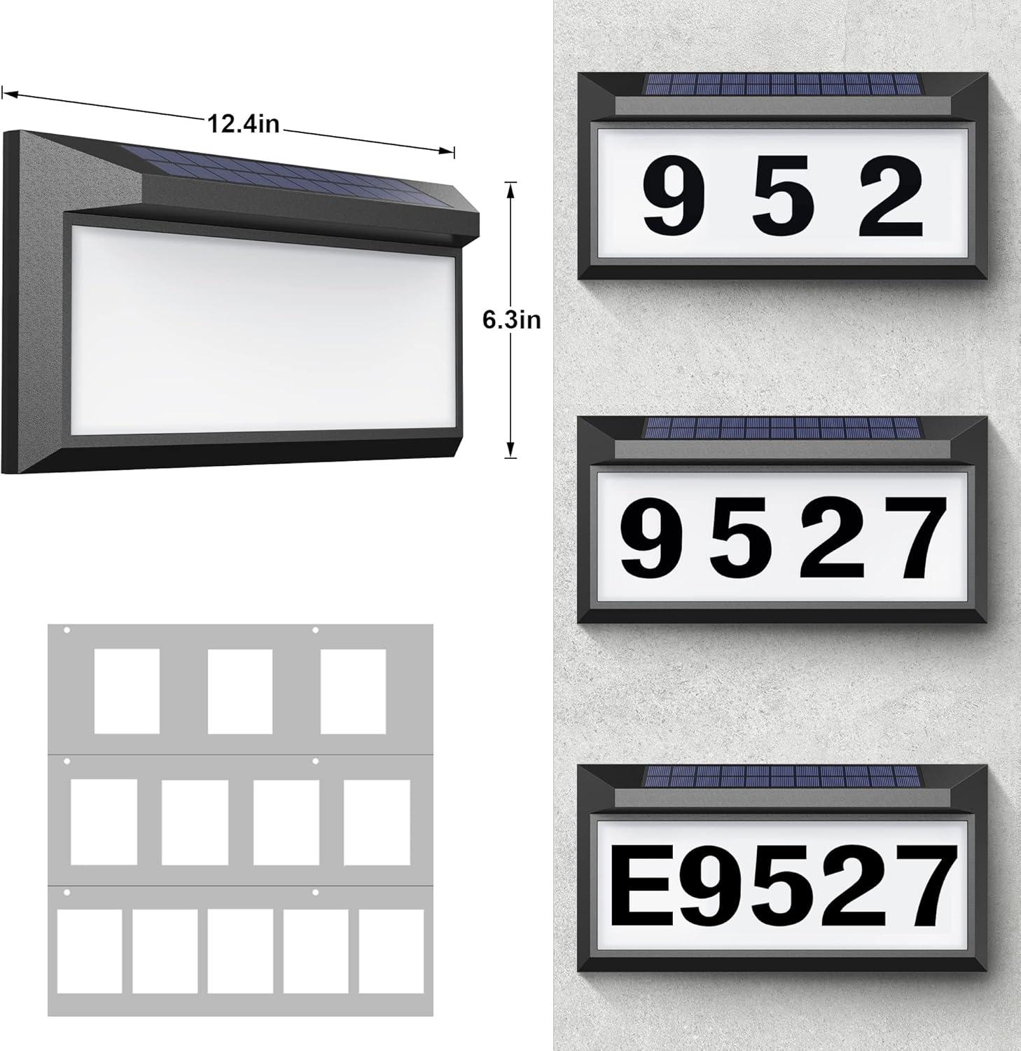 Black and White Solar-Powered LED Address Plaque