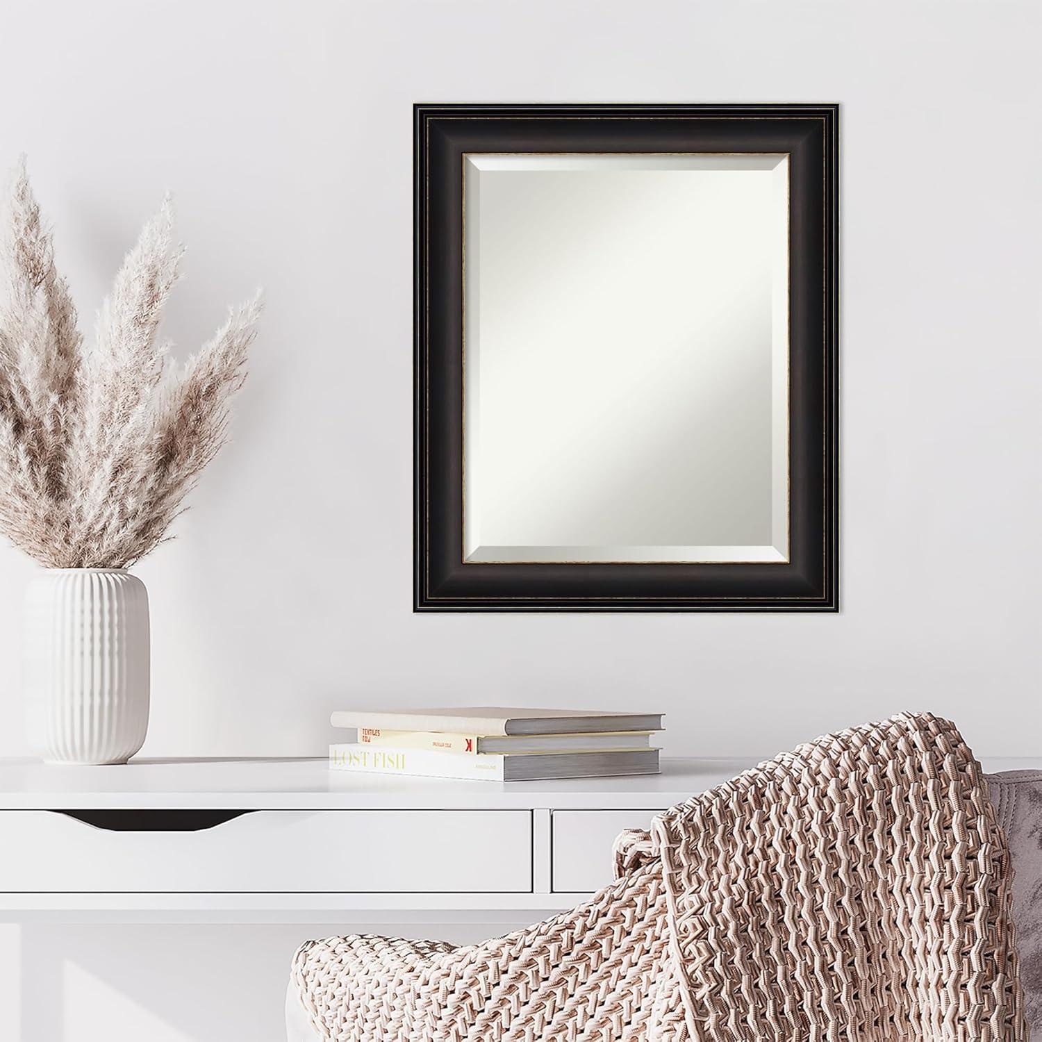 Amanti Art 20" x 24" Trio Oil Rubbed Framed Bathroom Vanity Wall Mirror Bronze: Modern Rectangle Beveled, Wall Mount, Polystyrene Frame