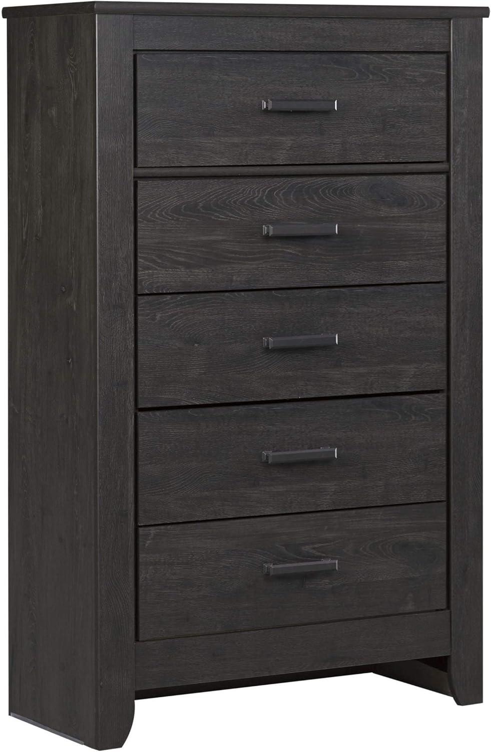 Charcoal Gray 5-Drawer Industrial Chest with Pewter Pulls