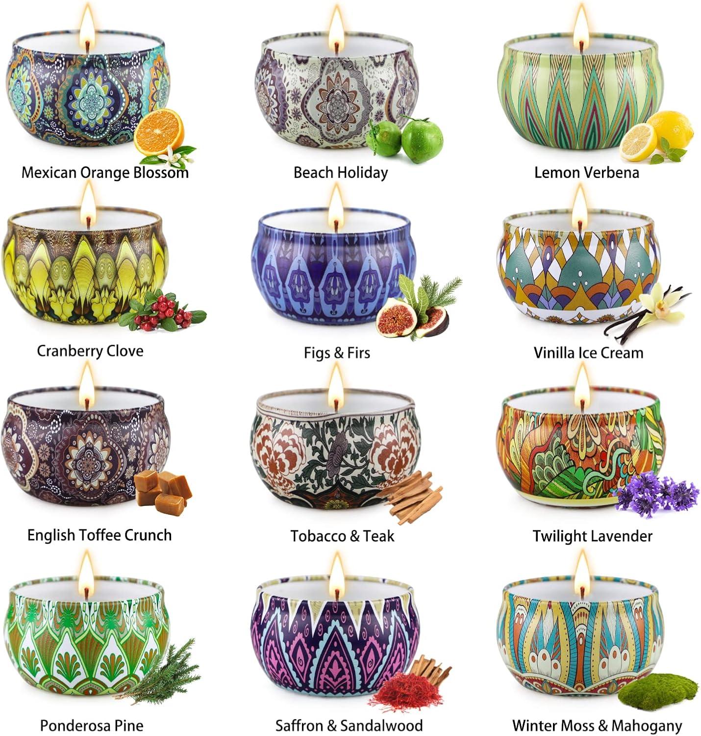 Scented Candles Gift Set, 12 Pack Aromatherapy Candles for Women, Candles for Home Scented, 300H Long Burning, Soy Wax Candle Set, Gifts for Mom Women SPA Birthday Anniversary Stocking Stuffers