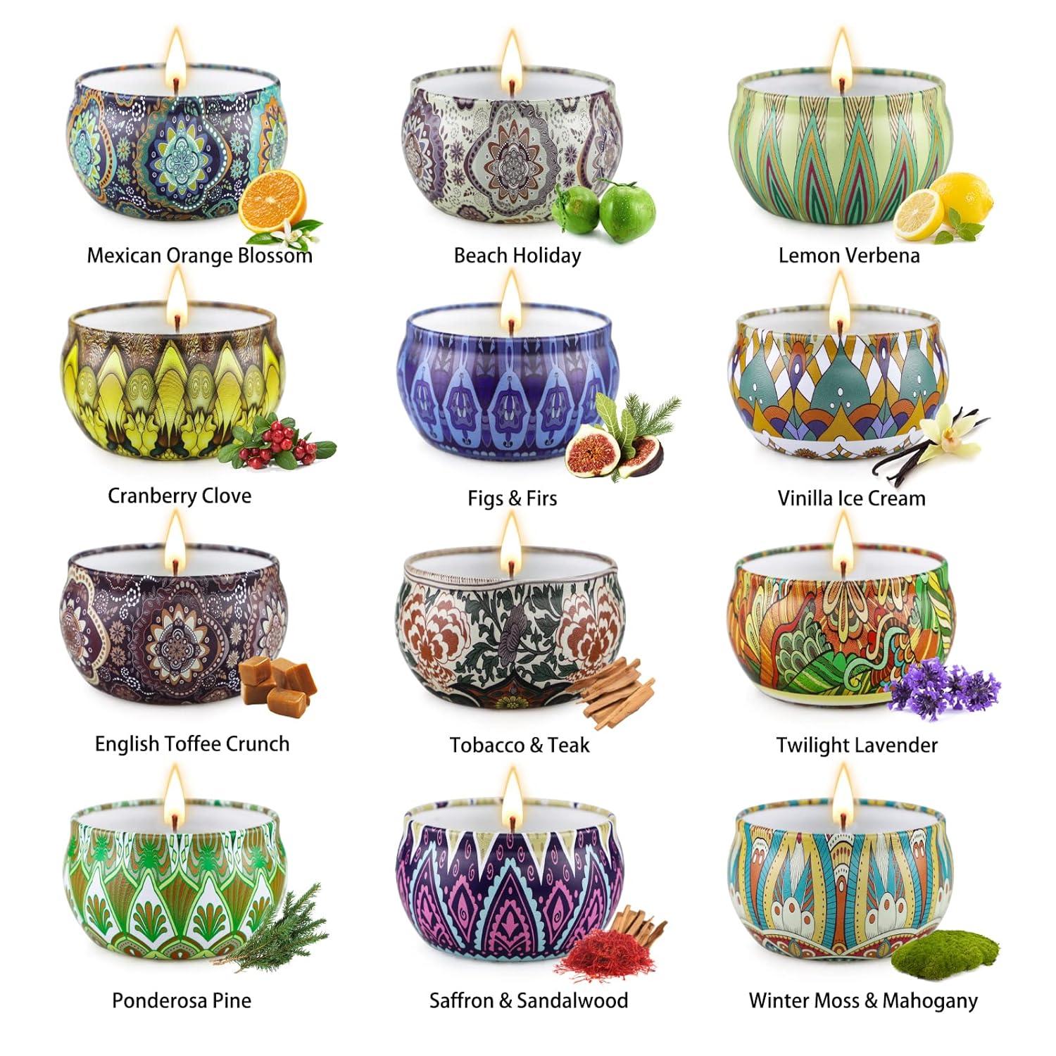 Scented Candles Gift Set, 12 Pack Aromatherapy Candles for Women, Candles for Home Scented, 300H Long Burning, Soy Wax Candle Set, Gifts for Mom Women SPA Birthday Anniversary Stocking Stuffers