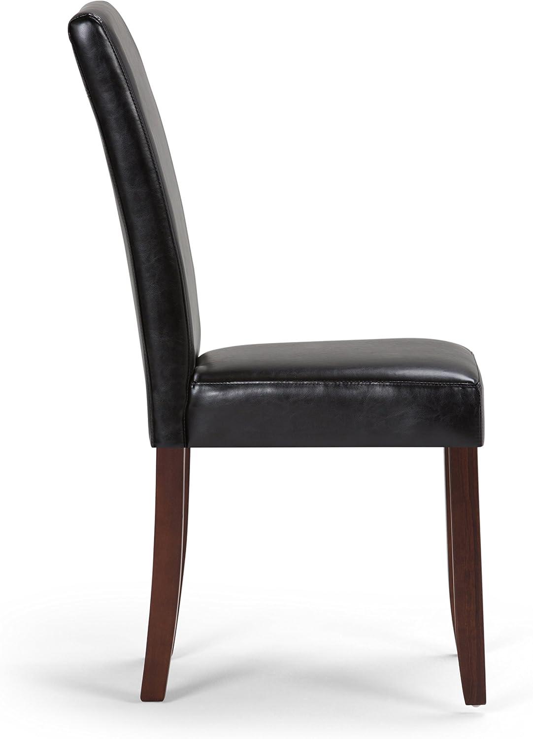 Acadian Midnight Black Faux Leather Upholstered Parsons Side Chair