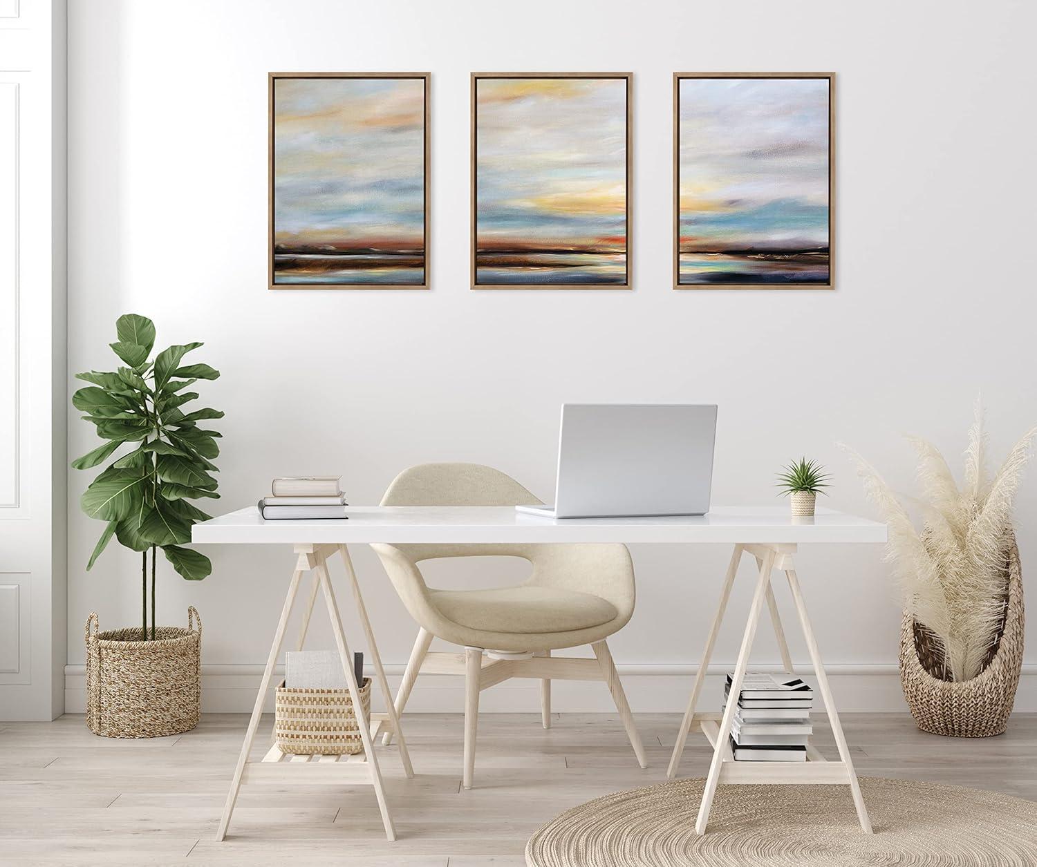 (Set of 3) 18" x 24" Sylvie Carolina Sunset Framed Canvas by Mary Sparrow Gold - Kate & Laurel All Things Decor