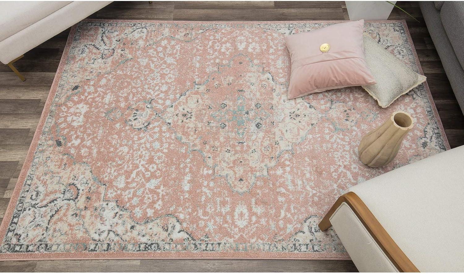 Rugs America Harper HY50B Pink Amaranth Transitional Vintage Living Room Bedroom Nursery Area Rug