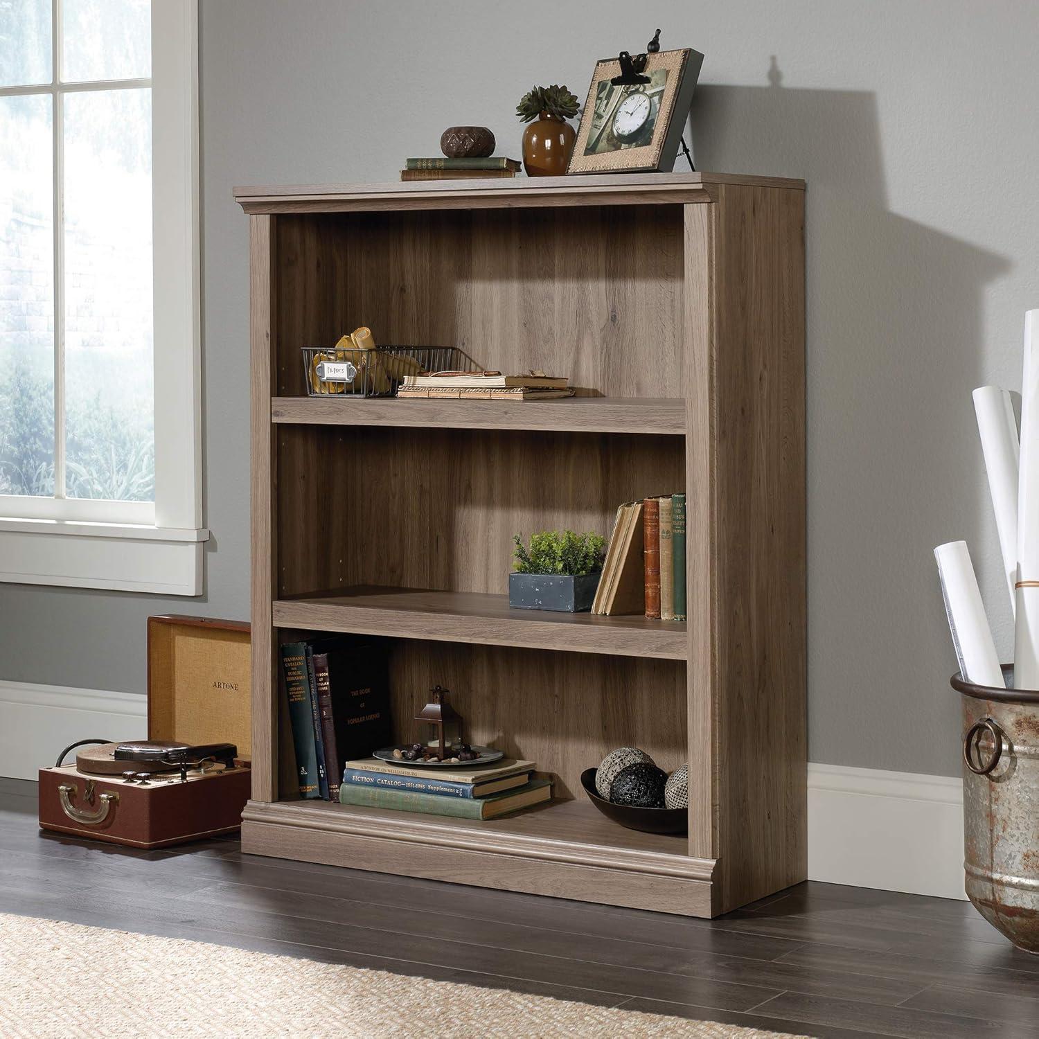 Salt Oak Adjustable 3-Shelf Wooden Bookcase