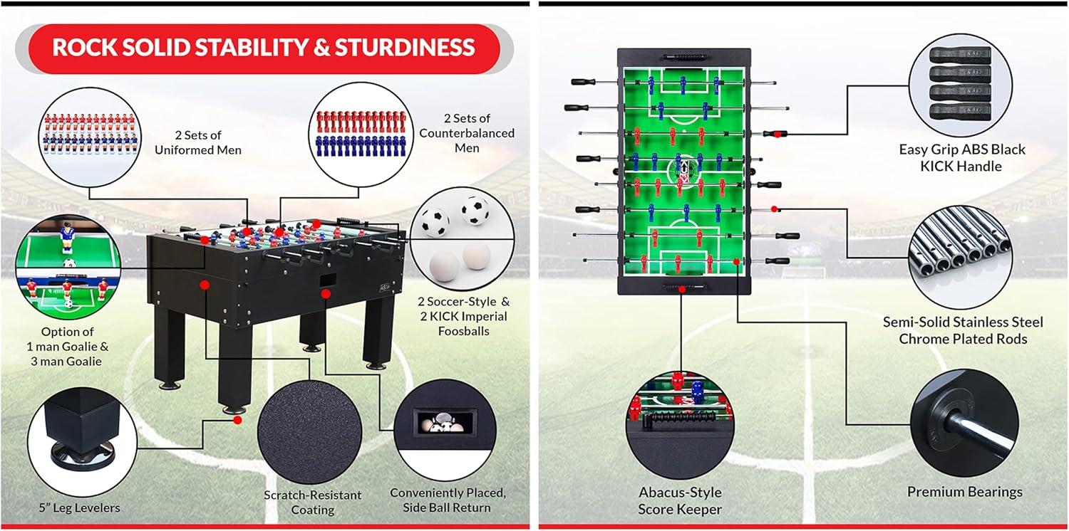 KICK Onyx 55" Black Foosball Table
