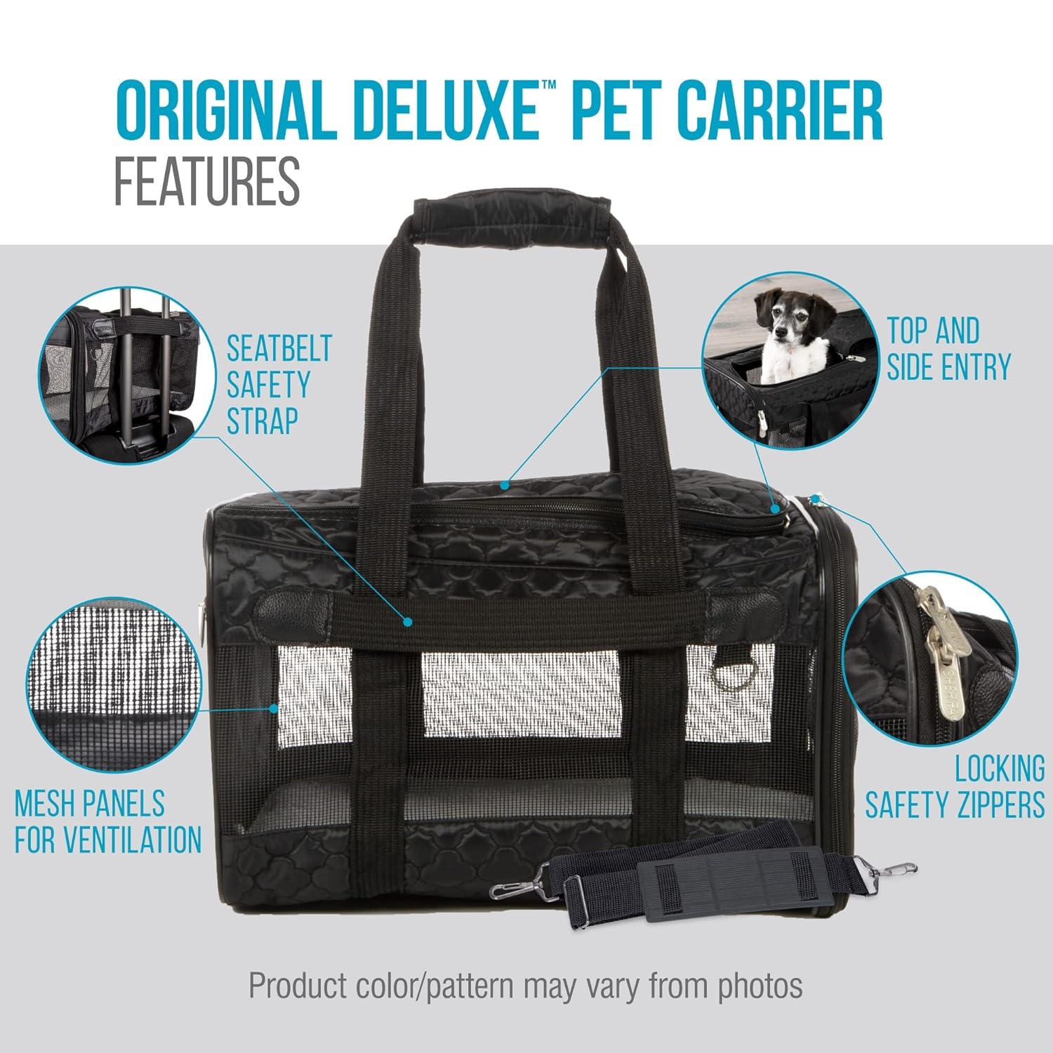 Sherpa Original Deluxe Travel Pet Carrier, Airline Approved & Guaranteed On Board - Black Lattice