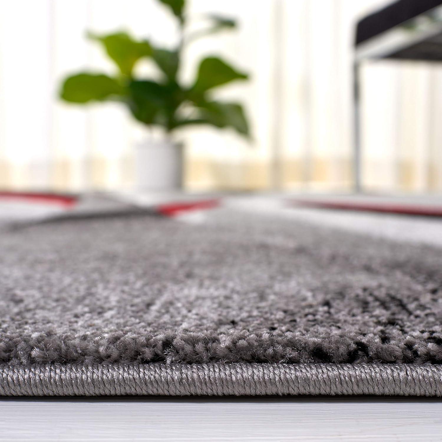 Hollywood HLW710 Machine Made Accent Rug - 2'7"x5' - Grey/Red - Safavieh