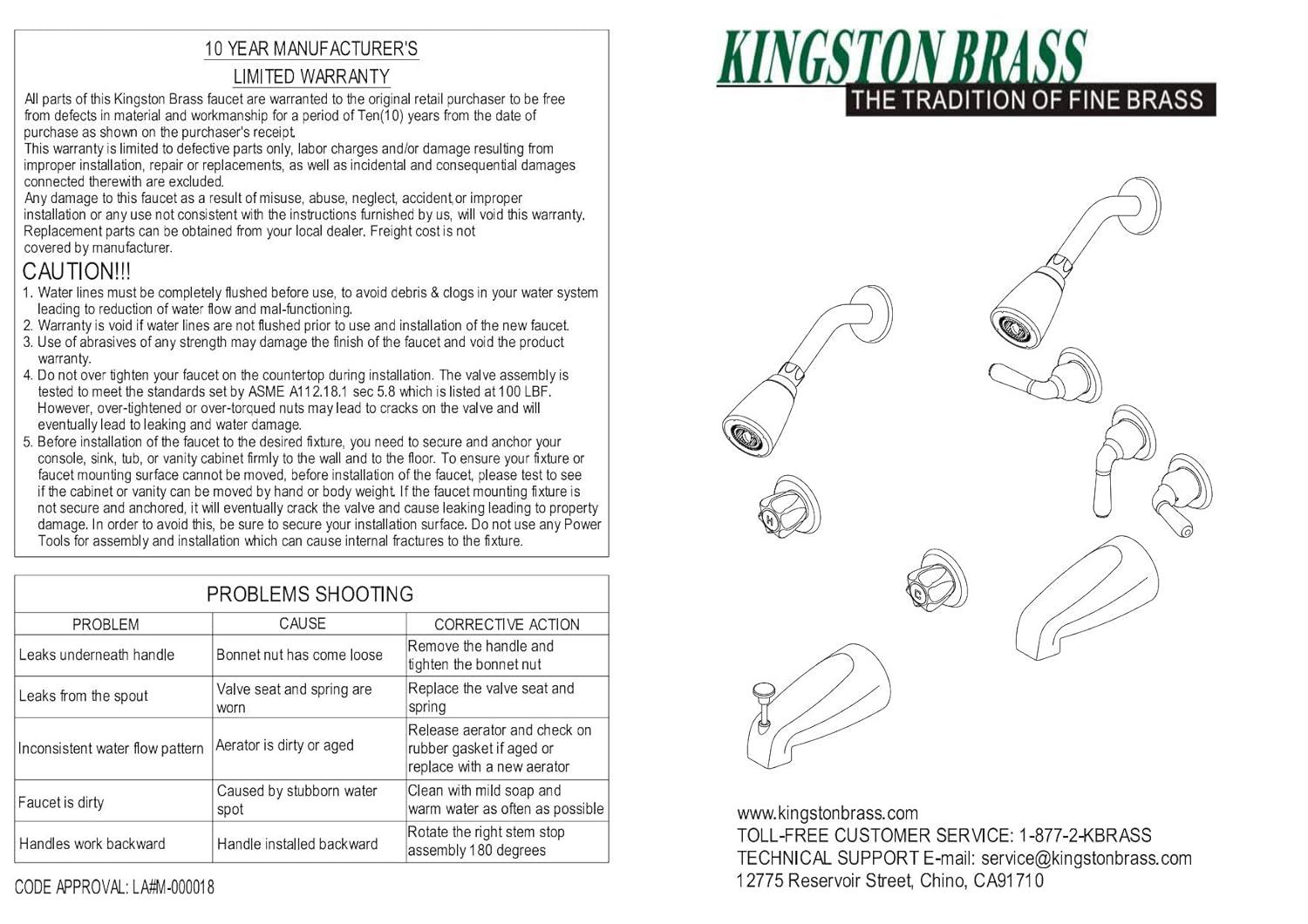 Kingston Brass Magellan Double-Handle Tub and Shower Faucet