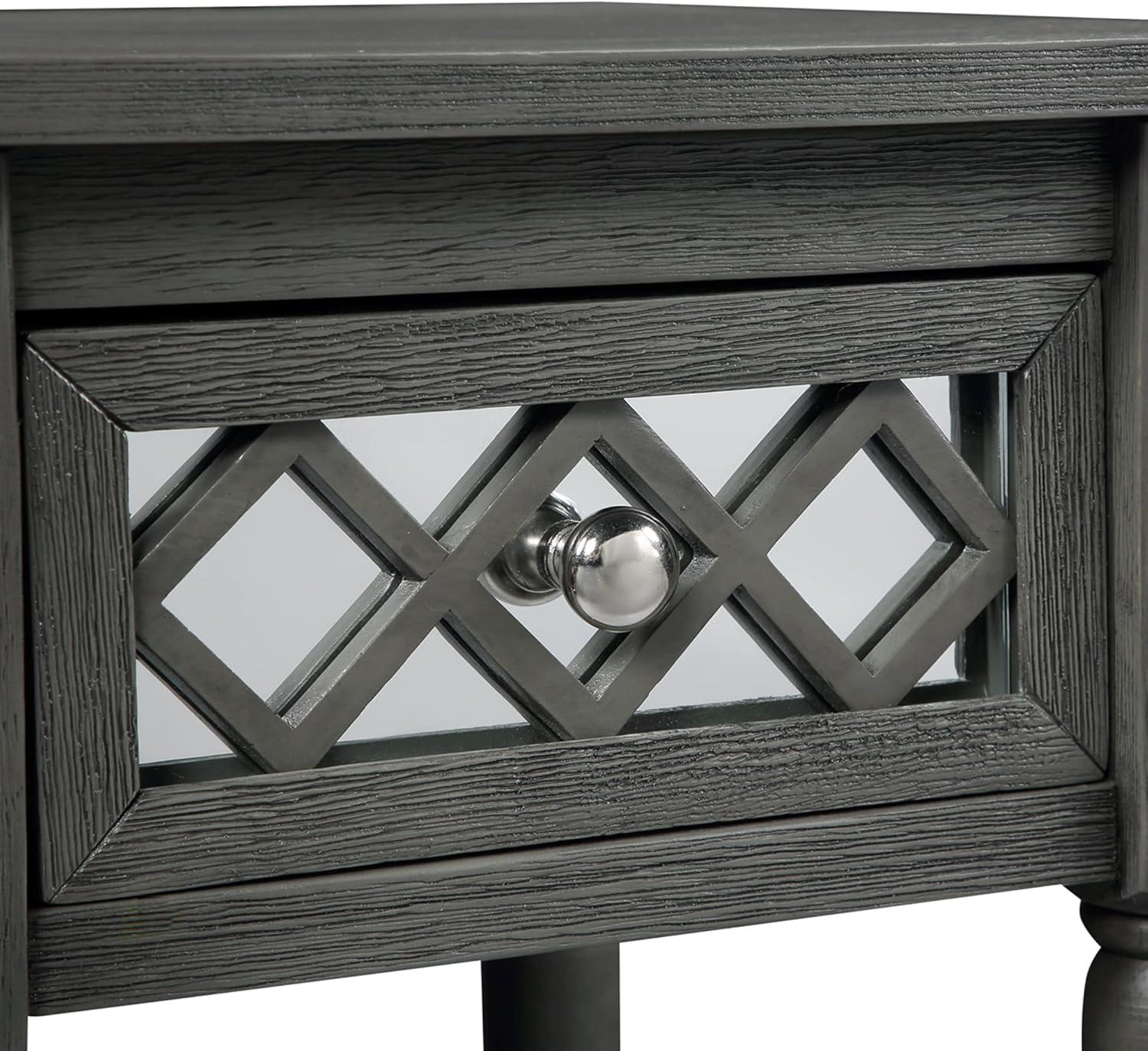 Wirebrush Dark Gray Pine Wood Accent Table with Storage