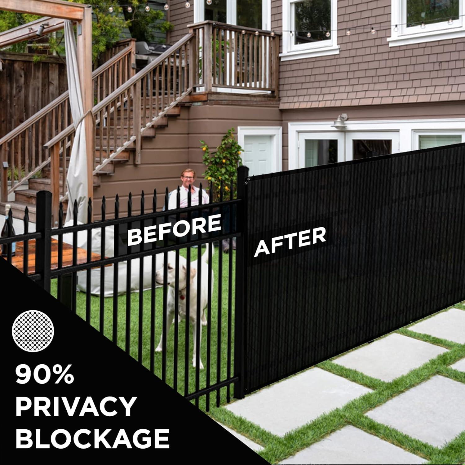 Boen - Backyard Privacy Screen Fence Covering 4' x 50' - Black - Instant Outdoor Privacy Fence Screen for Any Metal, Chain Link, Wood Panels or Plastic Fencing - Shade & Block Wind Privacy Wall