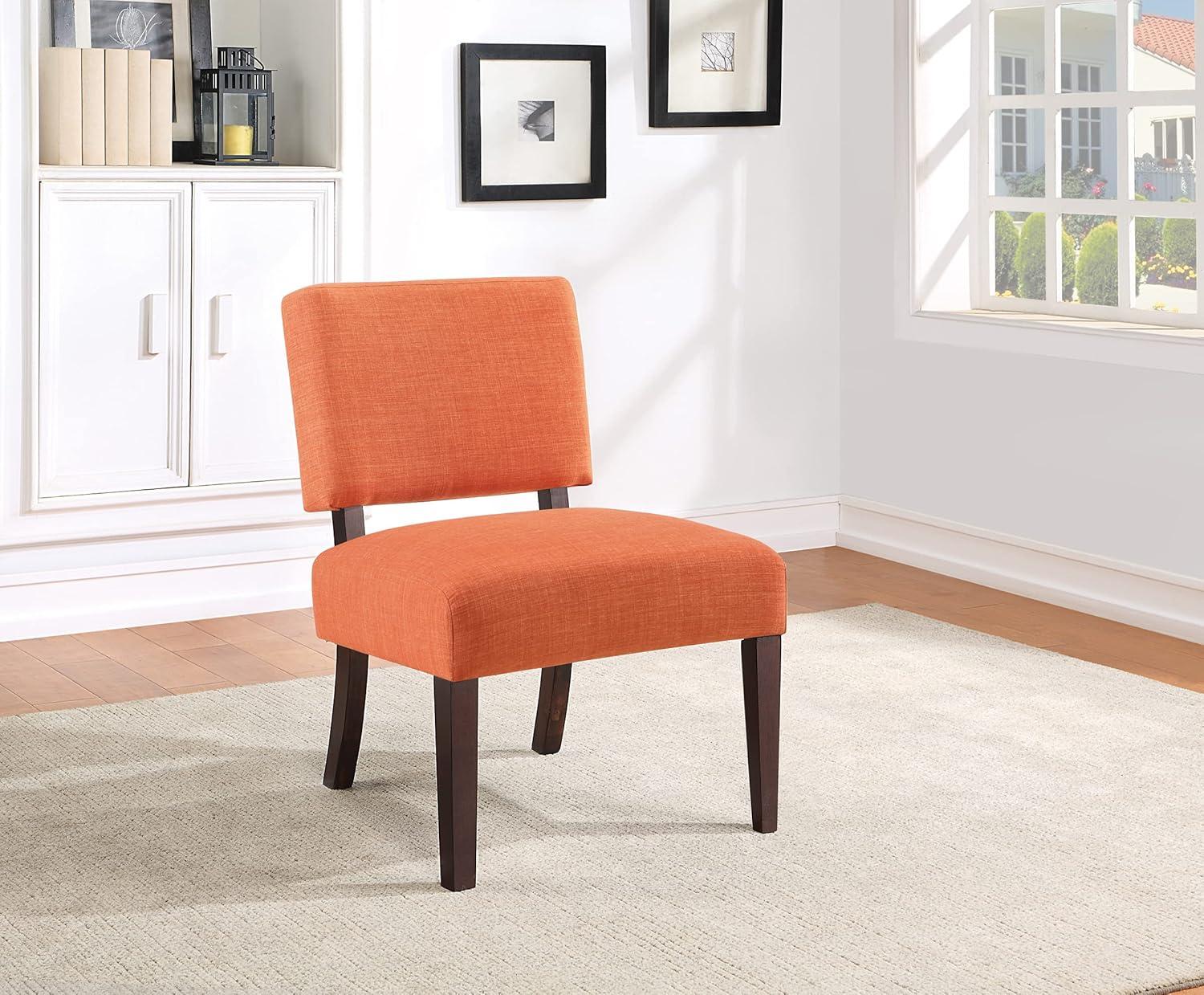 Tangerine Bliss Slipper Chair with Tapered Wood Legs