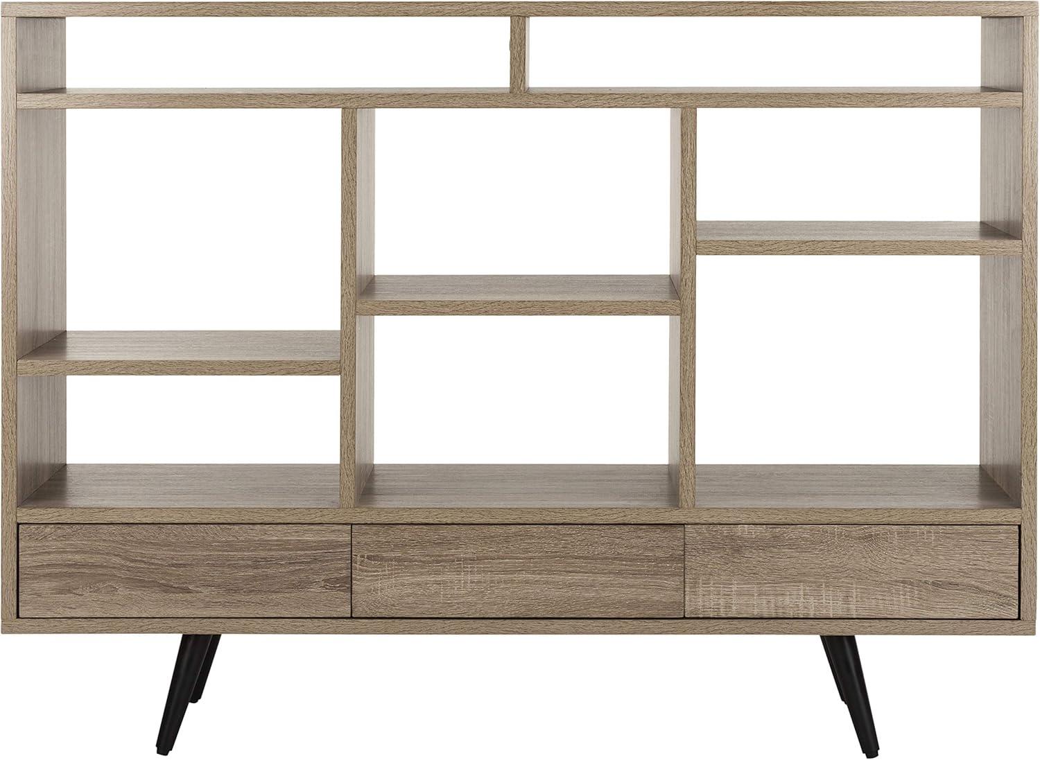 Dubai Collector's Fair Inspired Oak and Black Mid Century Etagere