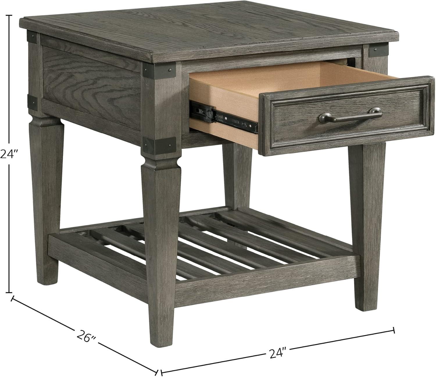 Intercon Furniture Foundry 24" Transitional Wood Veneer End Table in Pewter