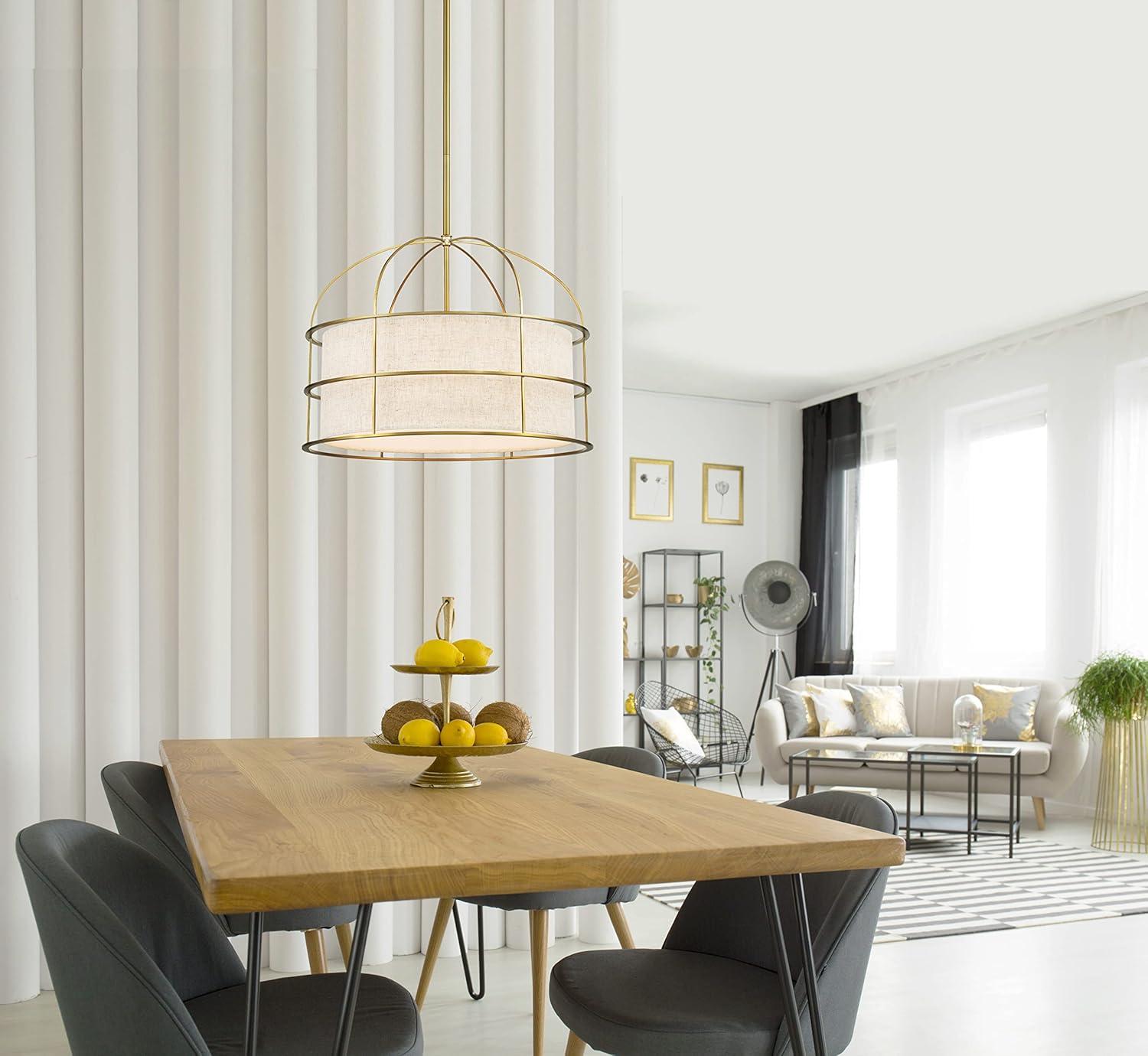 2155-695-Minka Lavery-Gateway Park - 5 Light Convertible Pendant-15 Inches Tall and 20 Inches Wide-Soft Brass Finish