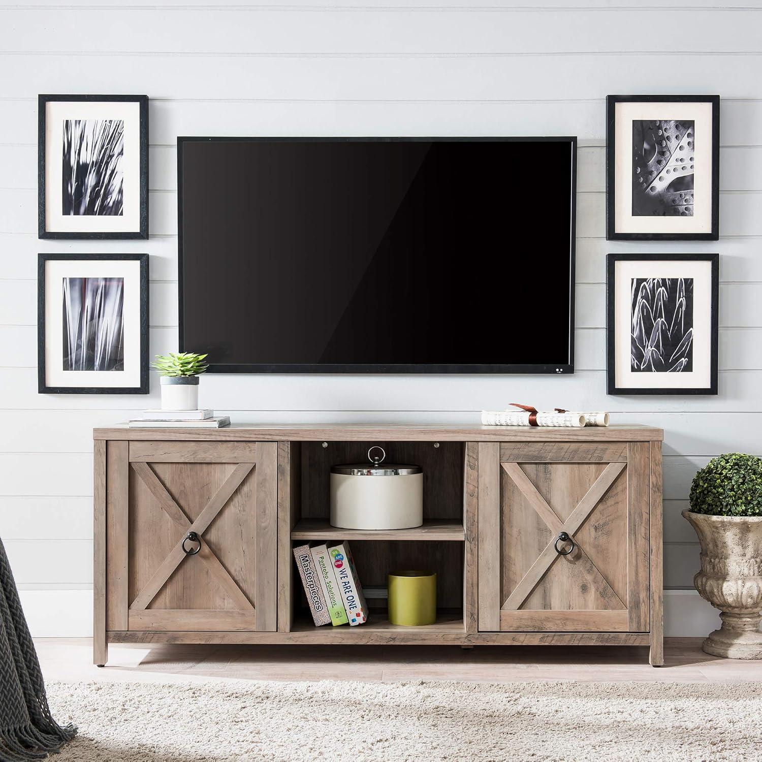 Evelyn&Zoe Granger Rectangular TV Stand for TV's up to 65", Gray Oak