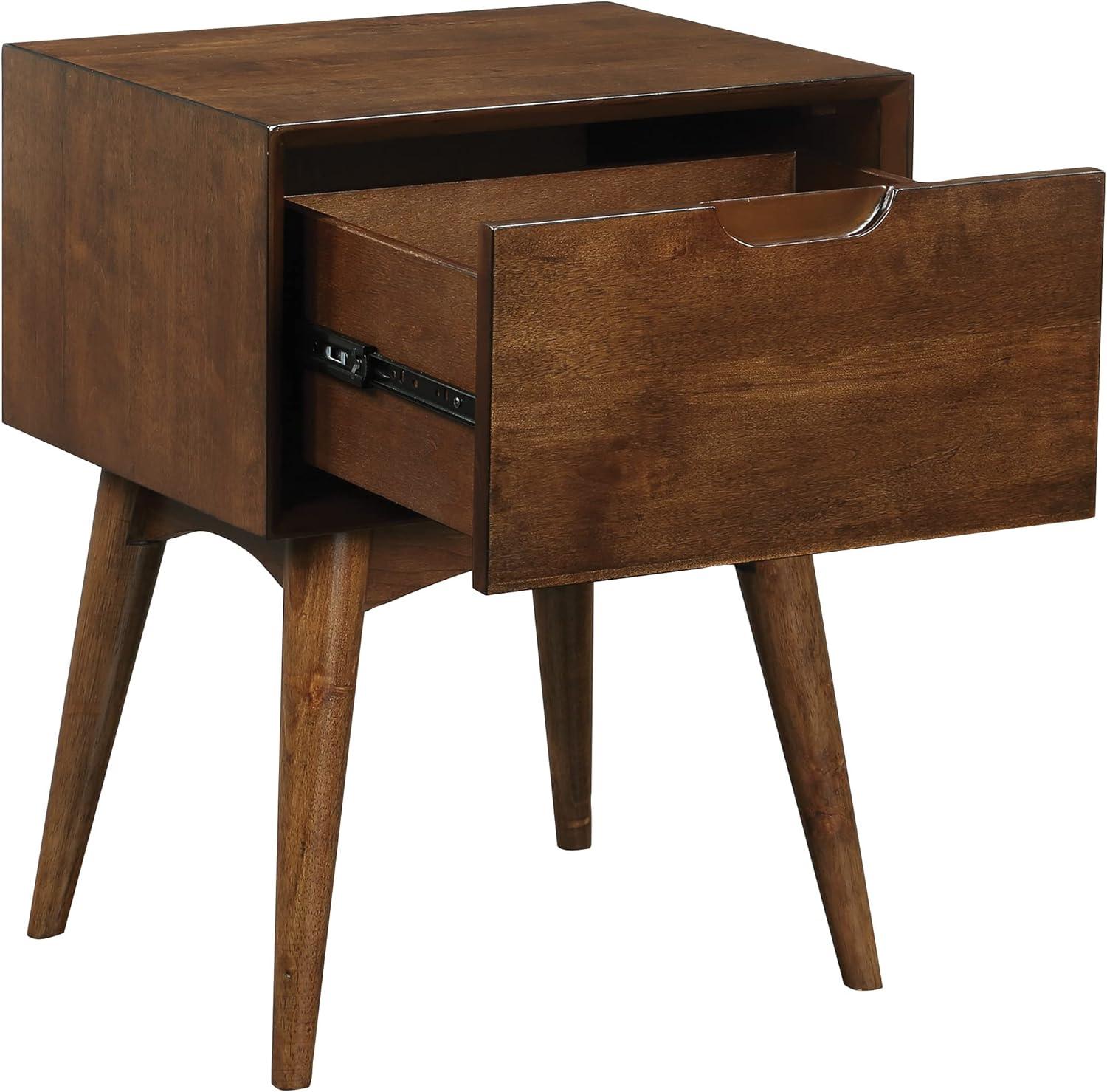 Copenhagen Wood Accent Table with Drawer in Walnut Finish