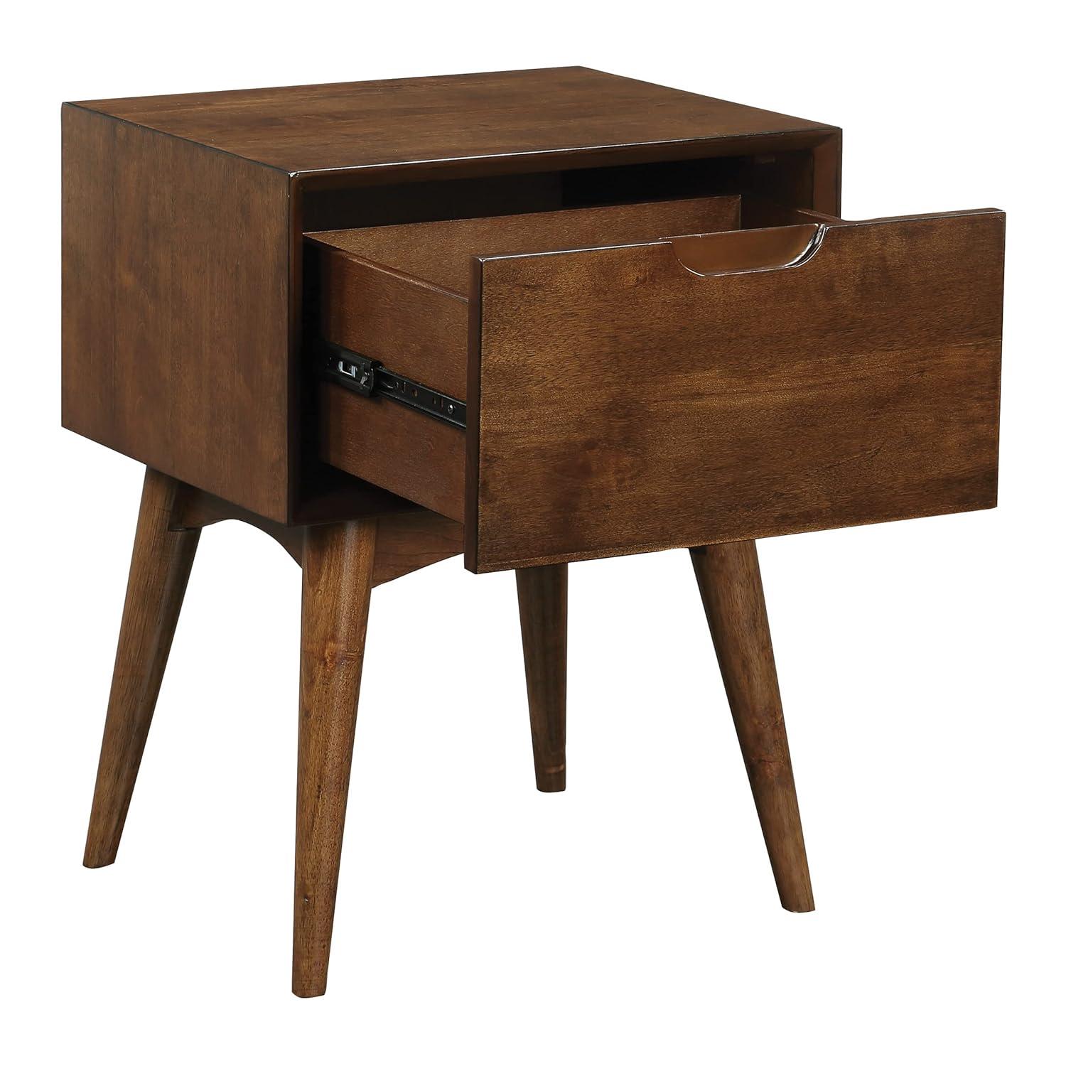 Copenhagen Wood Accent Table with Drawer in Walnut Finish