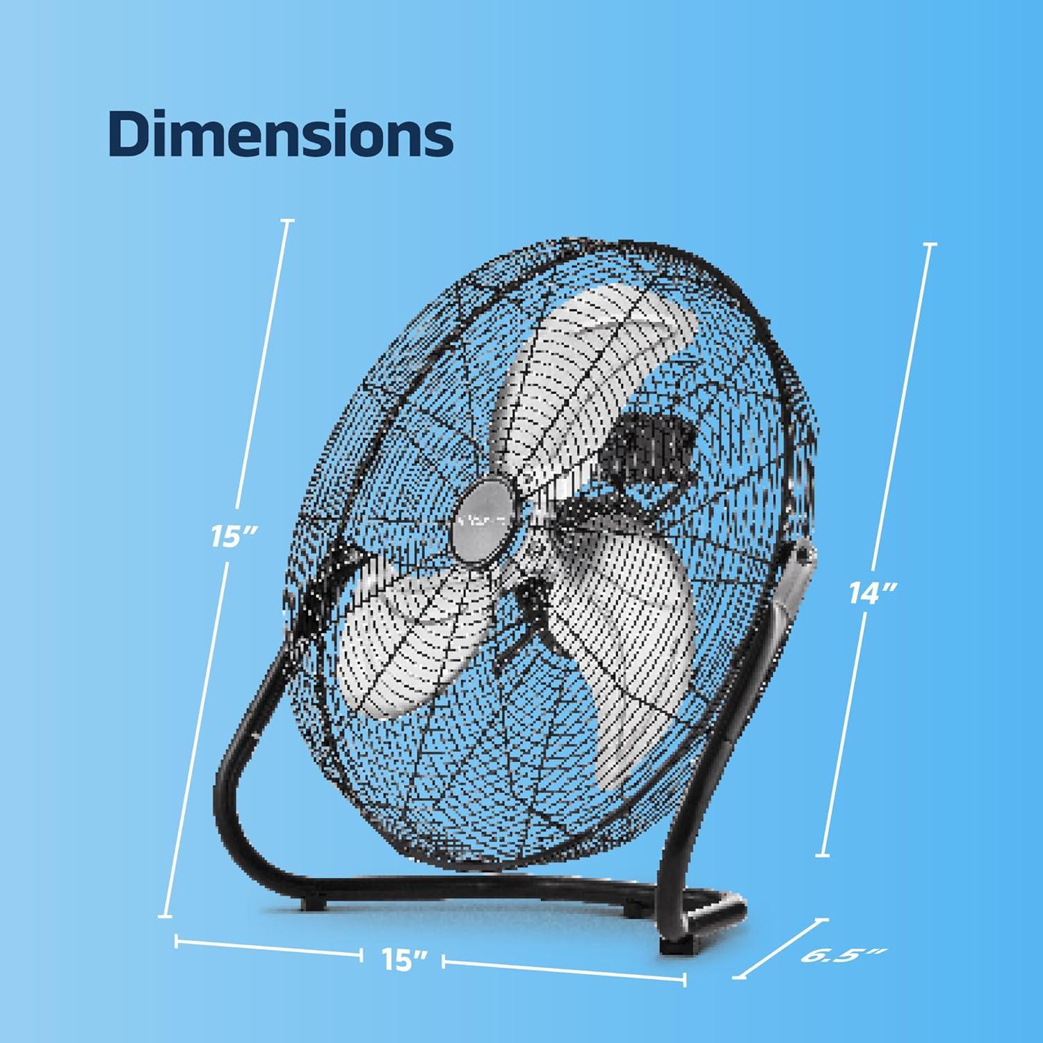 3-Speed 12 In High-Velocity Heavy Duty Metal Industrial Floor Fan, 1650 CFM Powerful cooling fan for office, Commercial, Residential, and Greenhouse Use, with 180° Adjustable Vertical Tilt