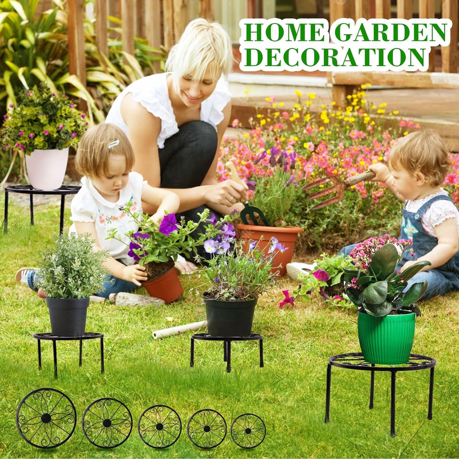 5 Pack Metal Plant Stand for Outdoor Indoor