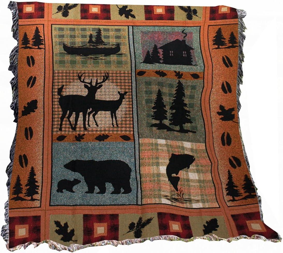Bear Lodge Cotton Tapestry Throw Blanket 50" x 60"