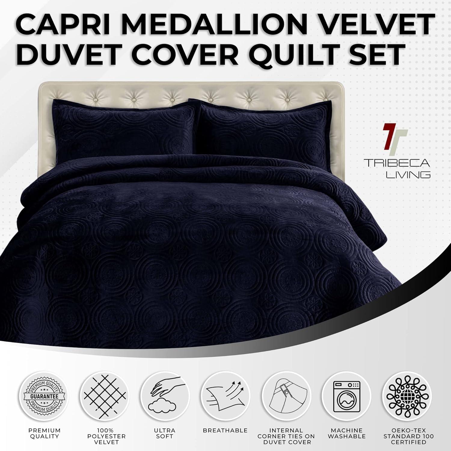 Indigo Twin Velvet Reversible Quilt Set