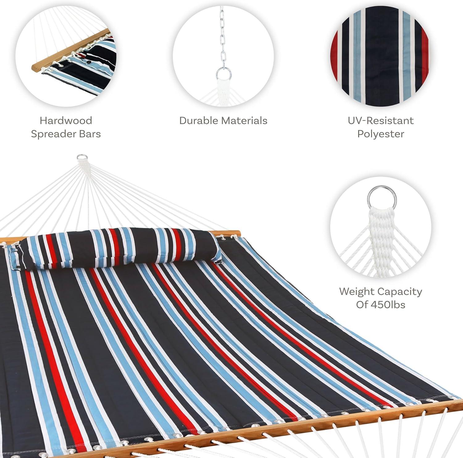 2-Person Quilted Polyester Spreader Bar Hammock