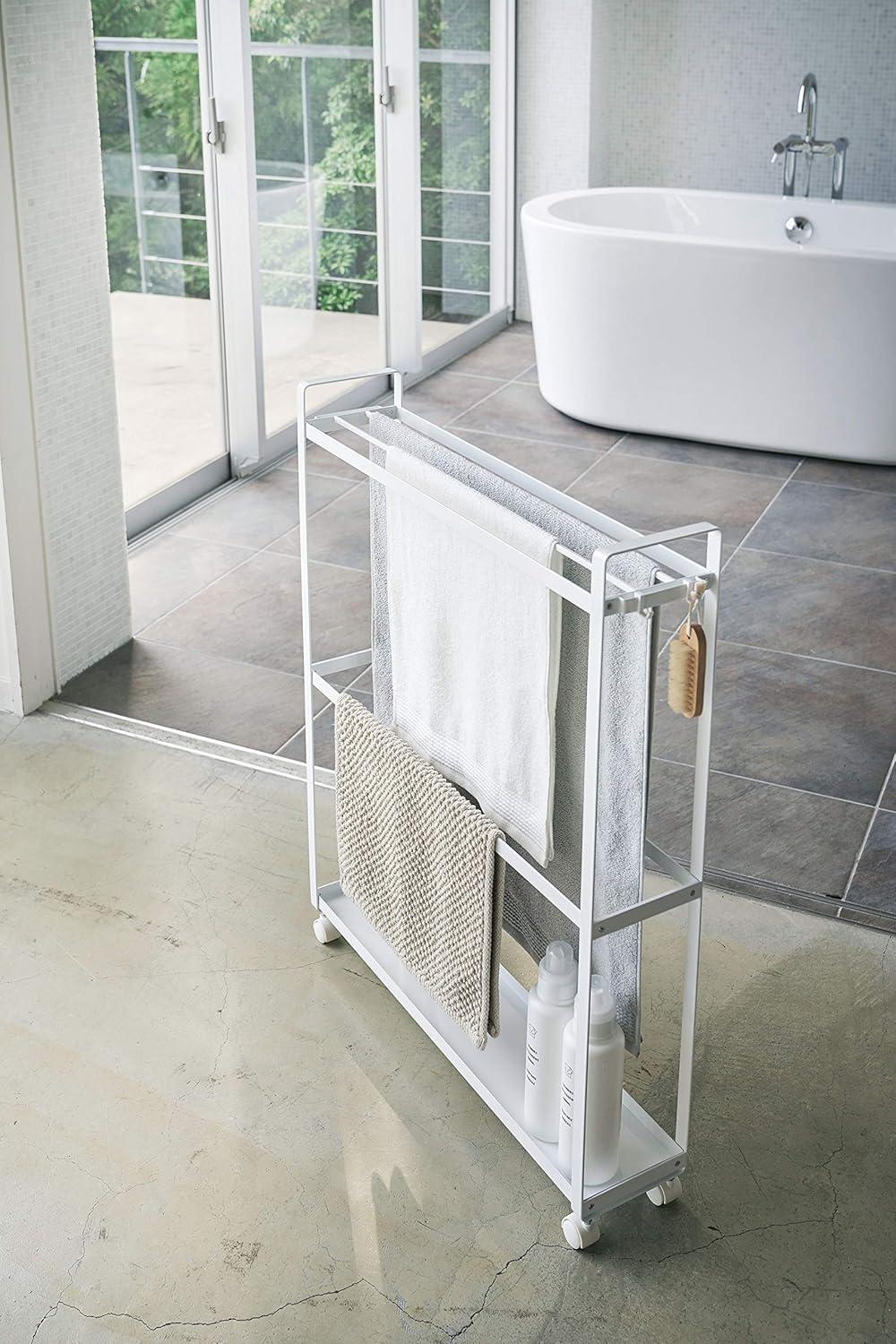 Tower Yamazaki Home Towel Rack And Bath Cart, Rolling Bathroom Storage Organizer