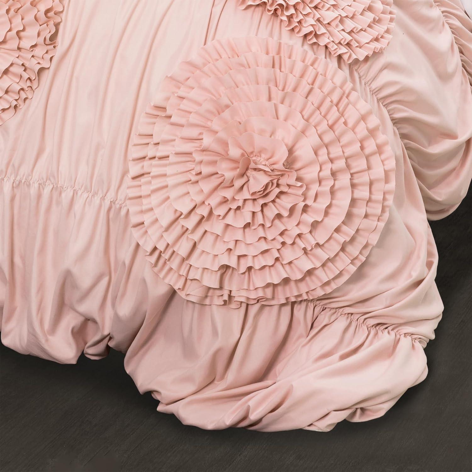 Lush Decor Serena Pink Polyester Textured Comforter, Full/Queen (3 Count)
